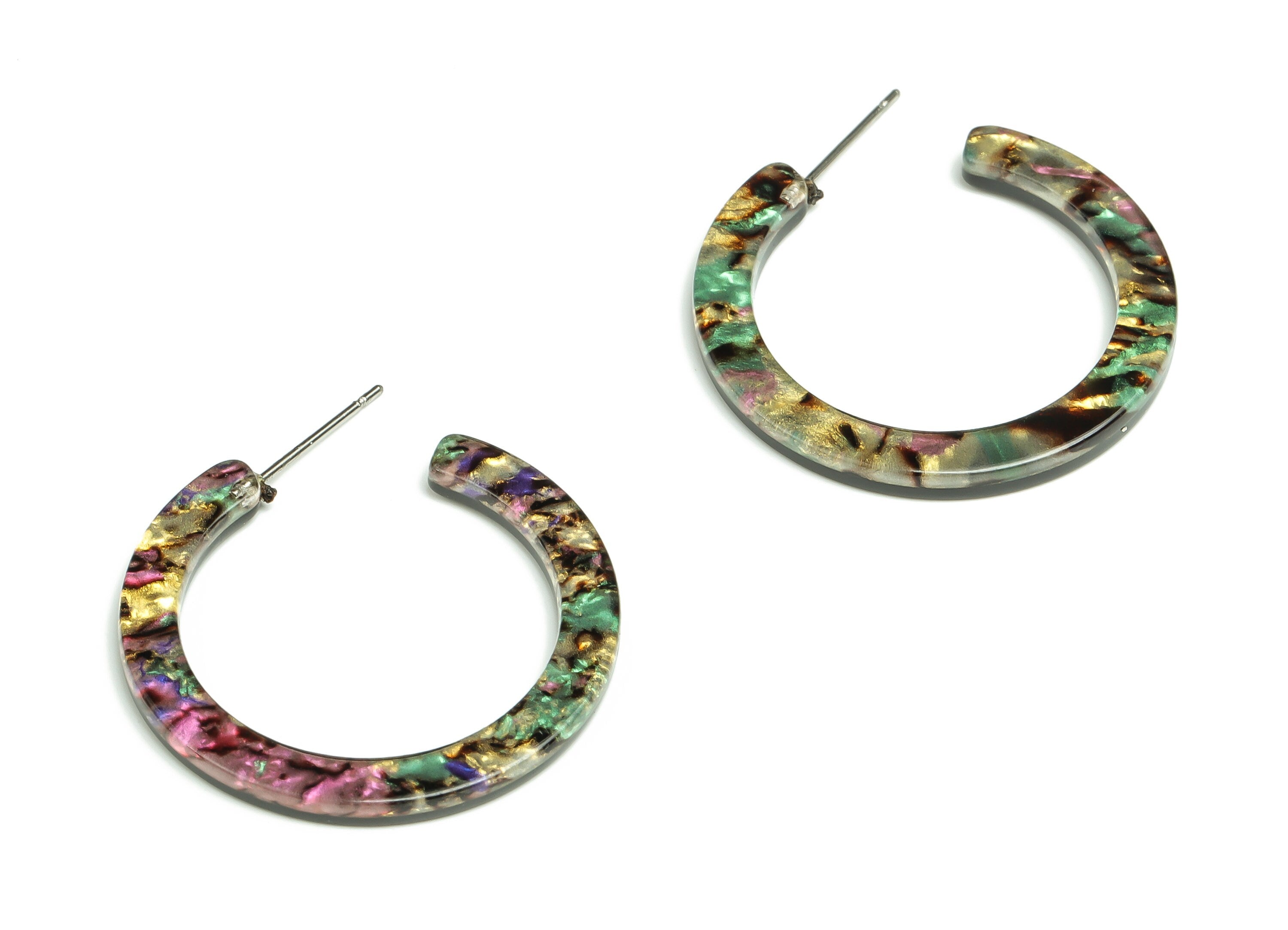 Open Hoop Earrings Stud - 1.2 inch Hoop Earring - Mix Round Earring Post - Color Code: A652 - 31.32x31.02x2.64mm - AC1829-A652 - DOMEDBAZAAR