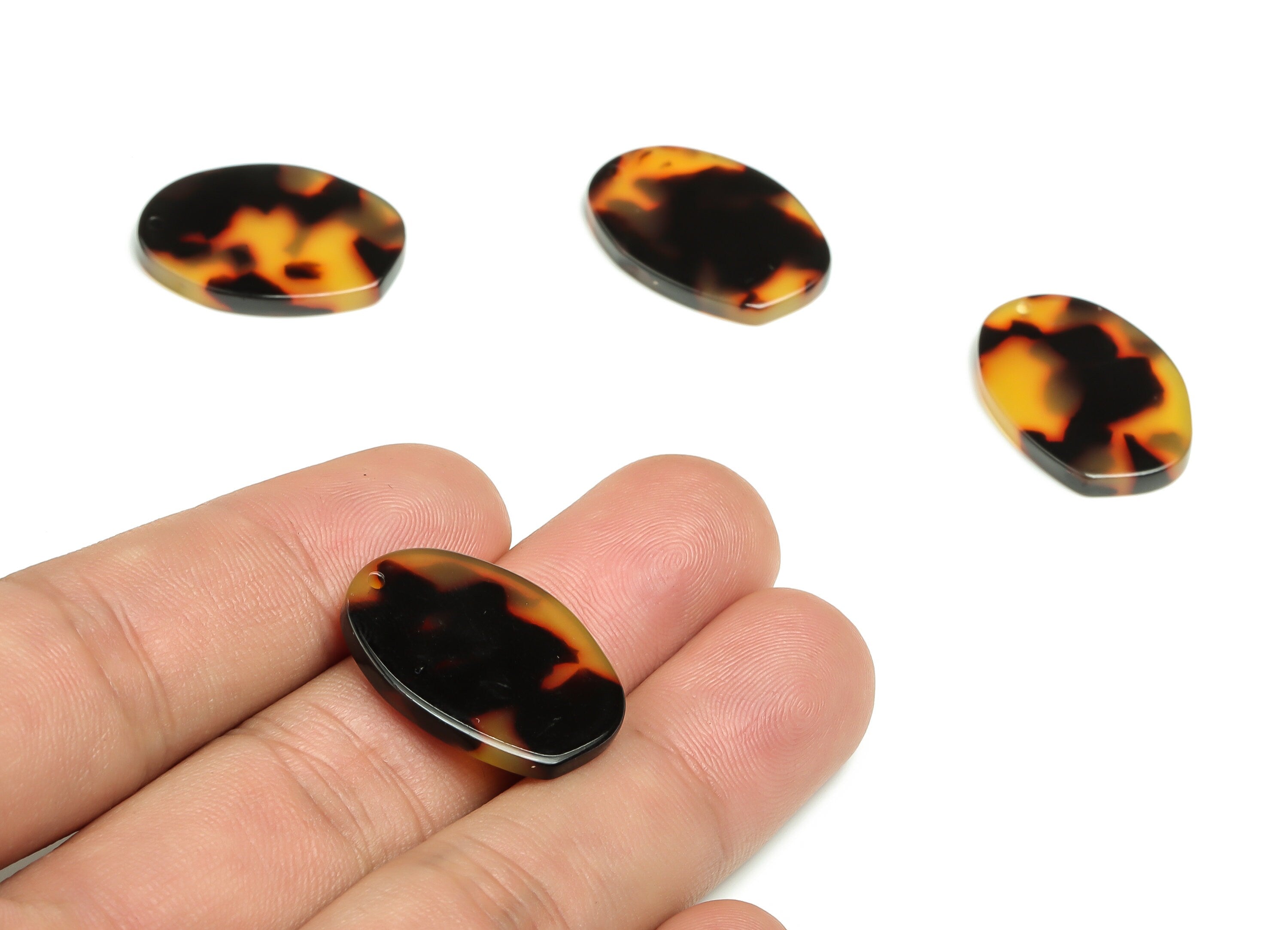 Acetate Oval Earring Charms - Acetate Oval Pendant - Tortoise Shell - Jewelry Supplies - Color Code:A01 - 24.6x17.8x2.7mm - AC2338-A01 - DOMEDBAZAAR