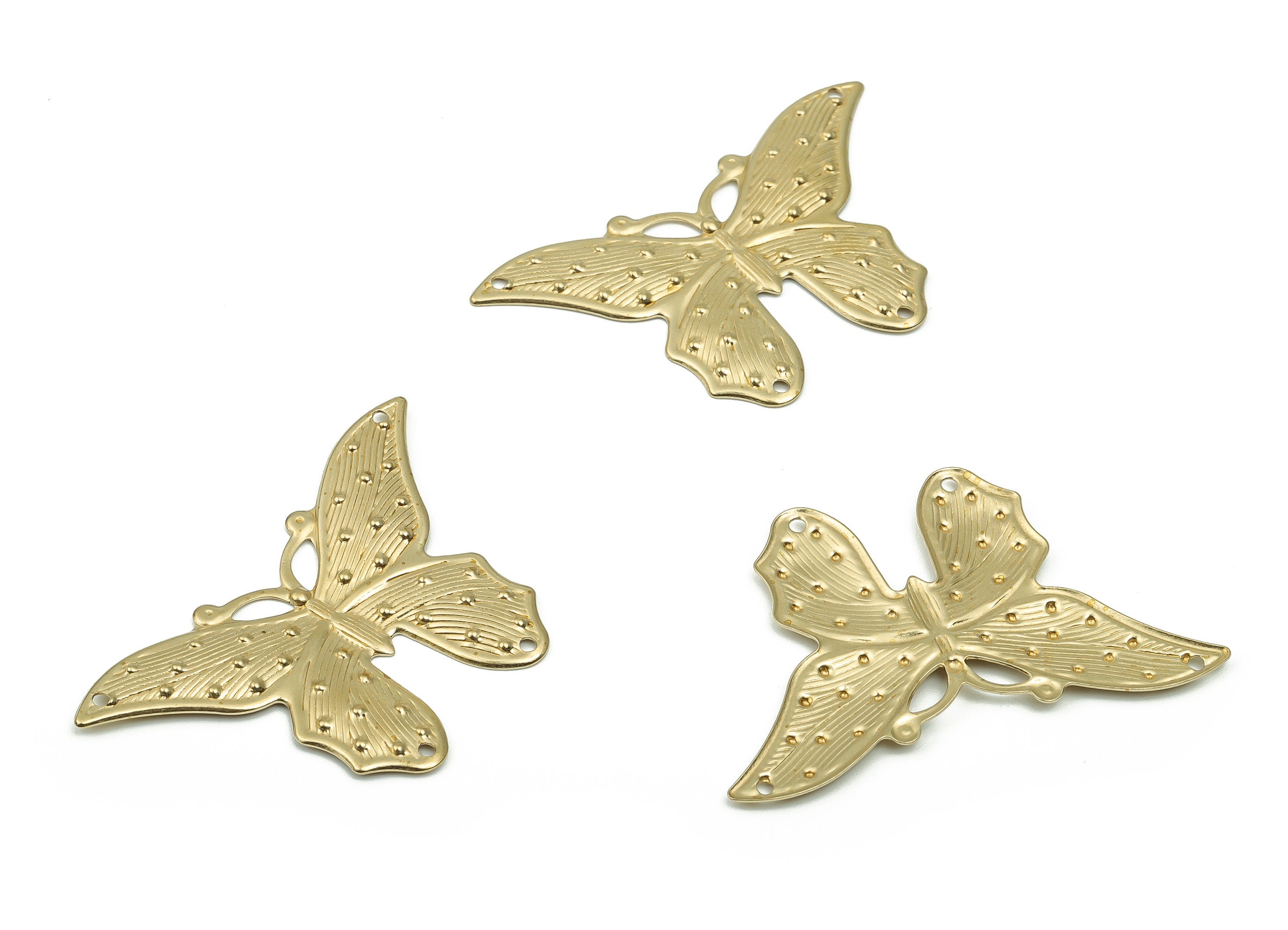 Raw Brass Butterfly Charm - Brass Animal Pendant Charm - Brass Earring Charm - Connector Charm - Jewelry Supplies -40.91x26.32x1.34mm-PP4821 - DOMEDBAZAAR