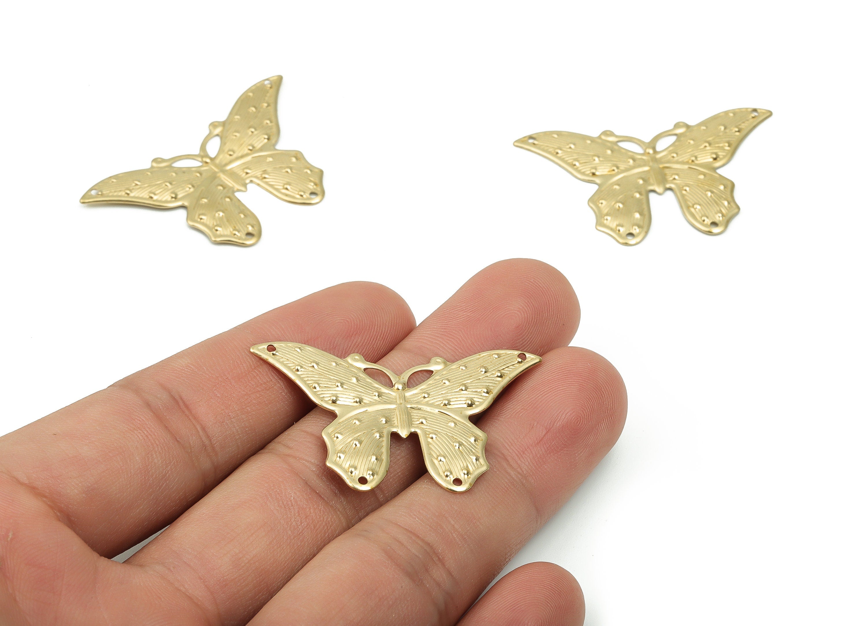 Raw Brass Butterfly Charm - Brass Animal Pendant Charm - Brass Earring Charm - Connector Charm - Jewelry Supplies -40.91x26.32x1.34mm-PP4821 - DOMEDBAZAAR