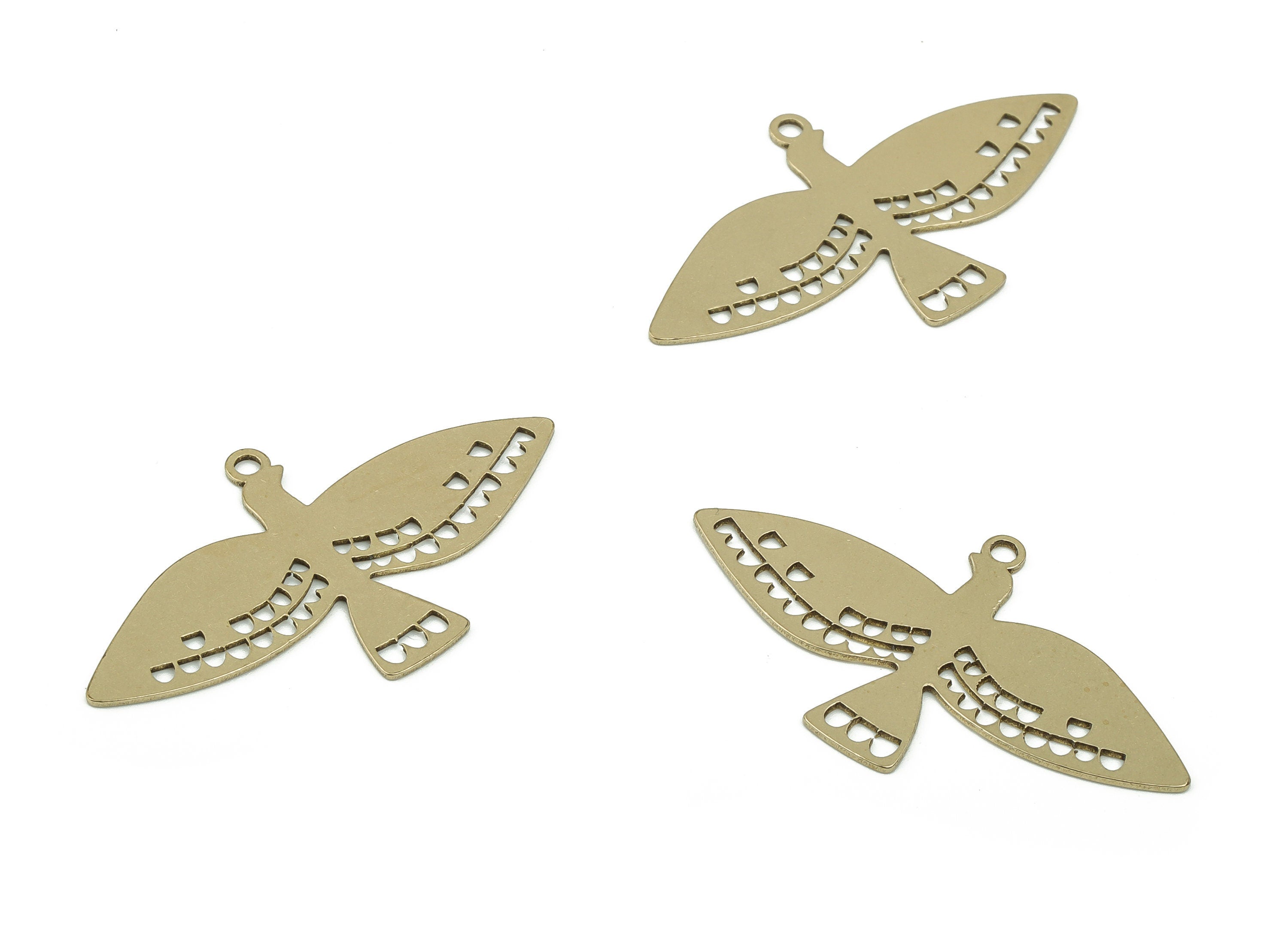 Brass Flying Bird Earring Charms - Raw Brass Flying Bird Pendant - Laser Cut Charm- Jewelry Making Supplies - 34.74x19.71x0.56mm - PPA0013 - DOMEDBAZAAR