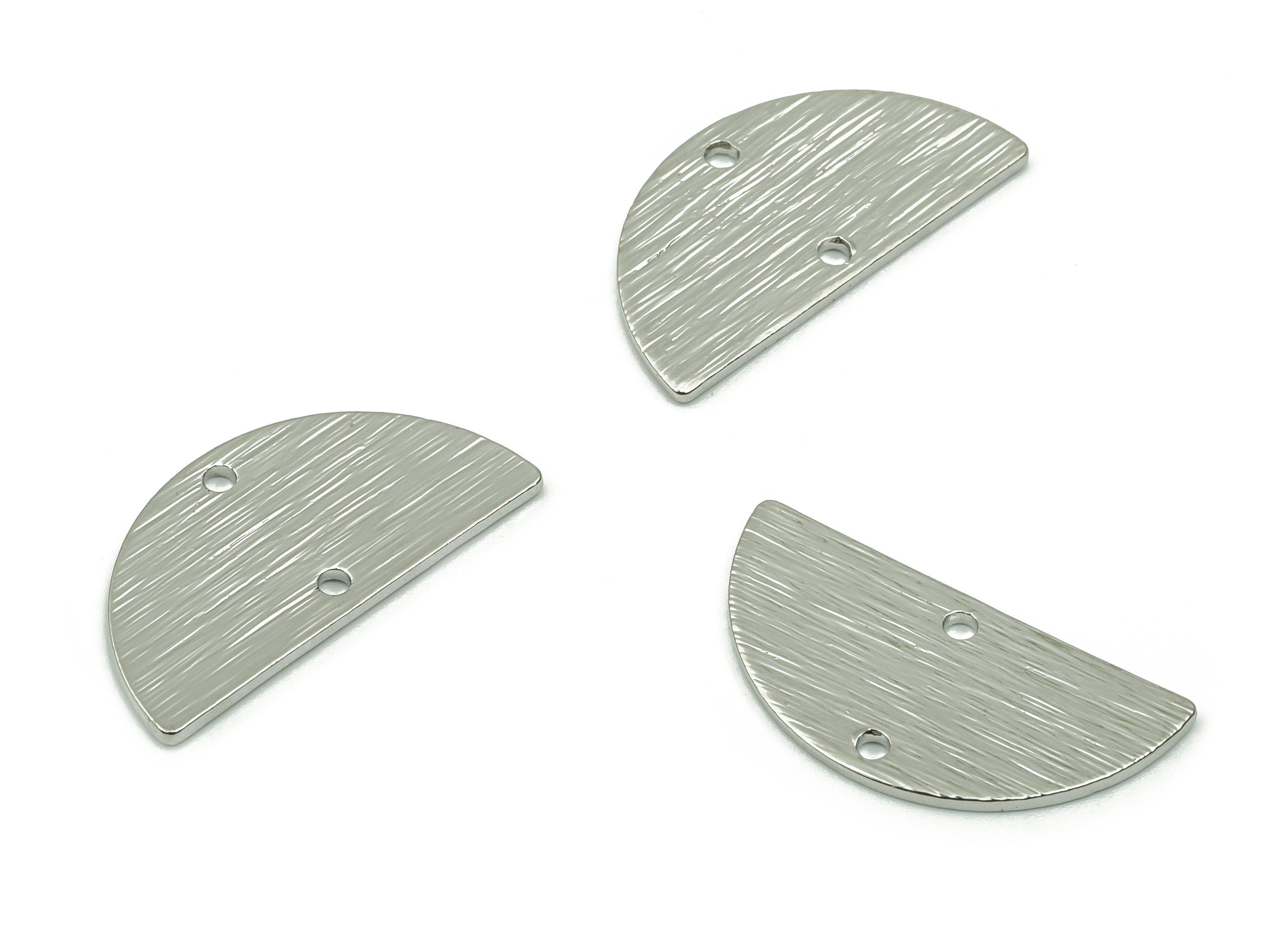 BrassTextured Semi Circle Charm - Brass Half Moon Charm - Half Moon Earrings Charm - Silver Tone Plated Brass -21.15x10.65x0.9mm- PP1804S - DOMEDBAZAAR