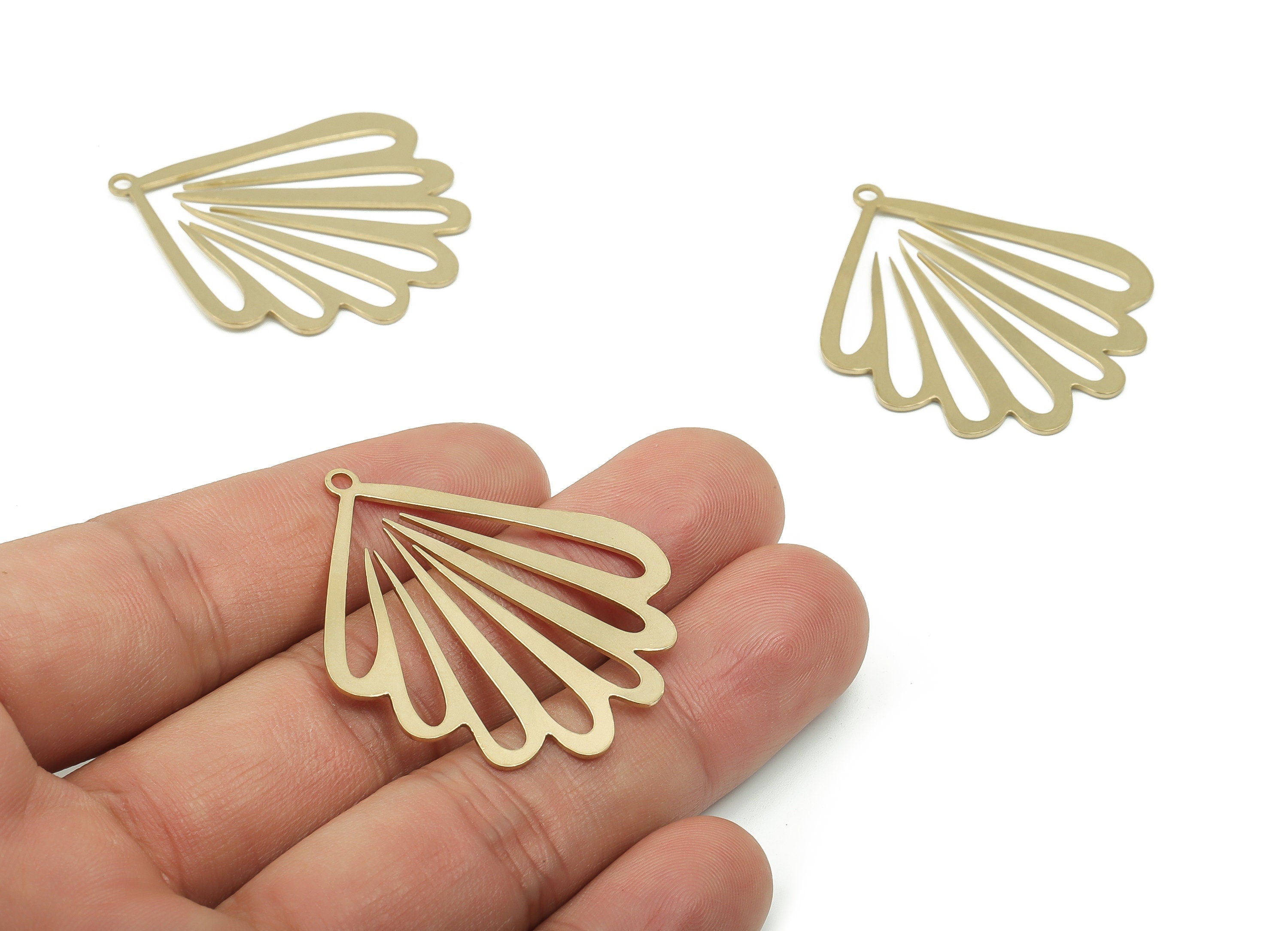 Brass Flower Earring Charms - Raw Brass Flower Leaves Pendant - DIY Jewelry Making Supplies - 39.87x36.43x0.71mm - PPA0037 - DOMEDBAZAAR