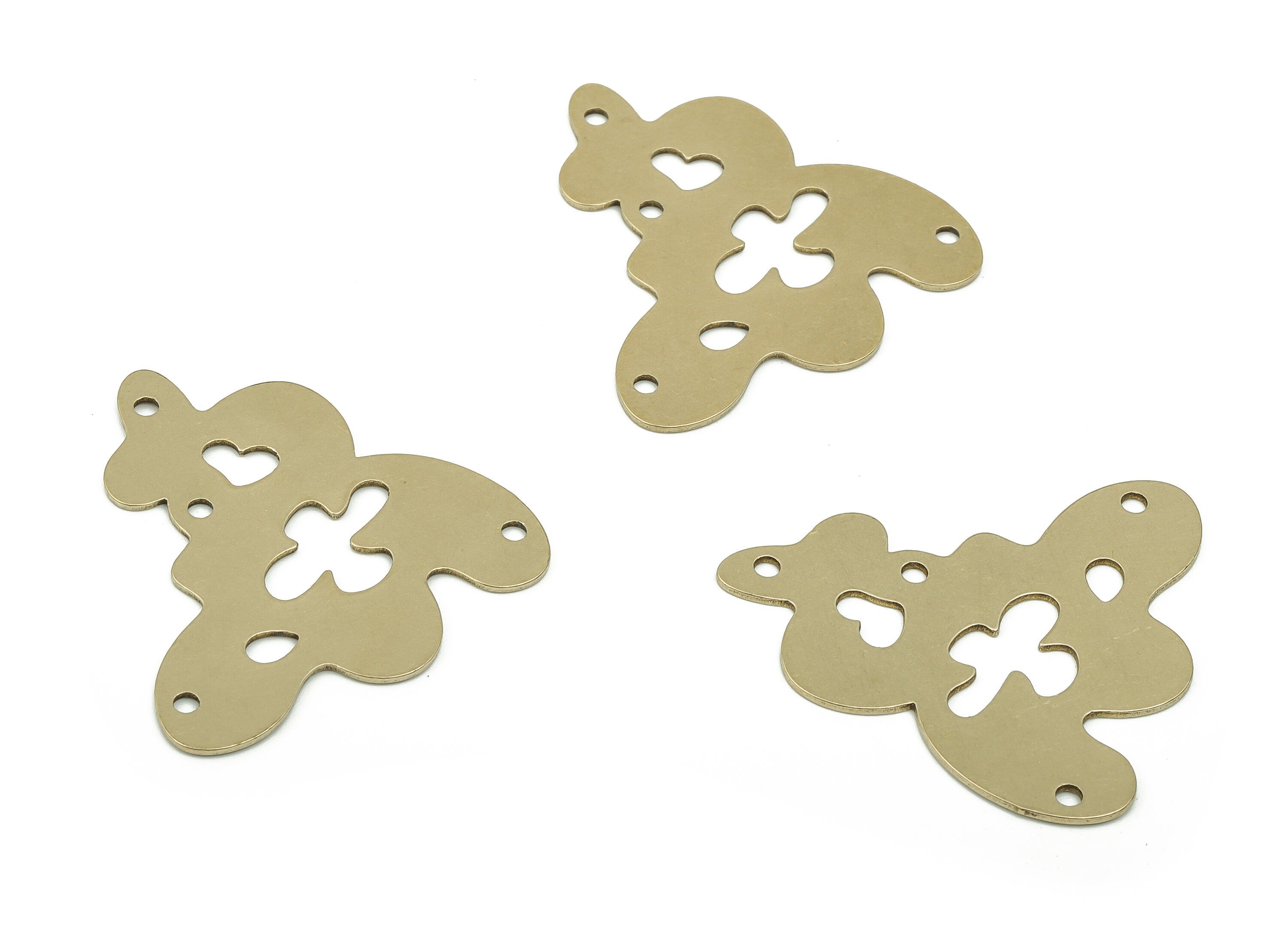 Brass Abstract Earring Connectors - Raw Brass Splash Charms - DIY Jewelry Making Supplies - 33.5x32.15x0.72mm - PPZ0026 - DOMEDBAZAAR