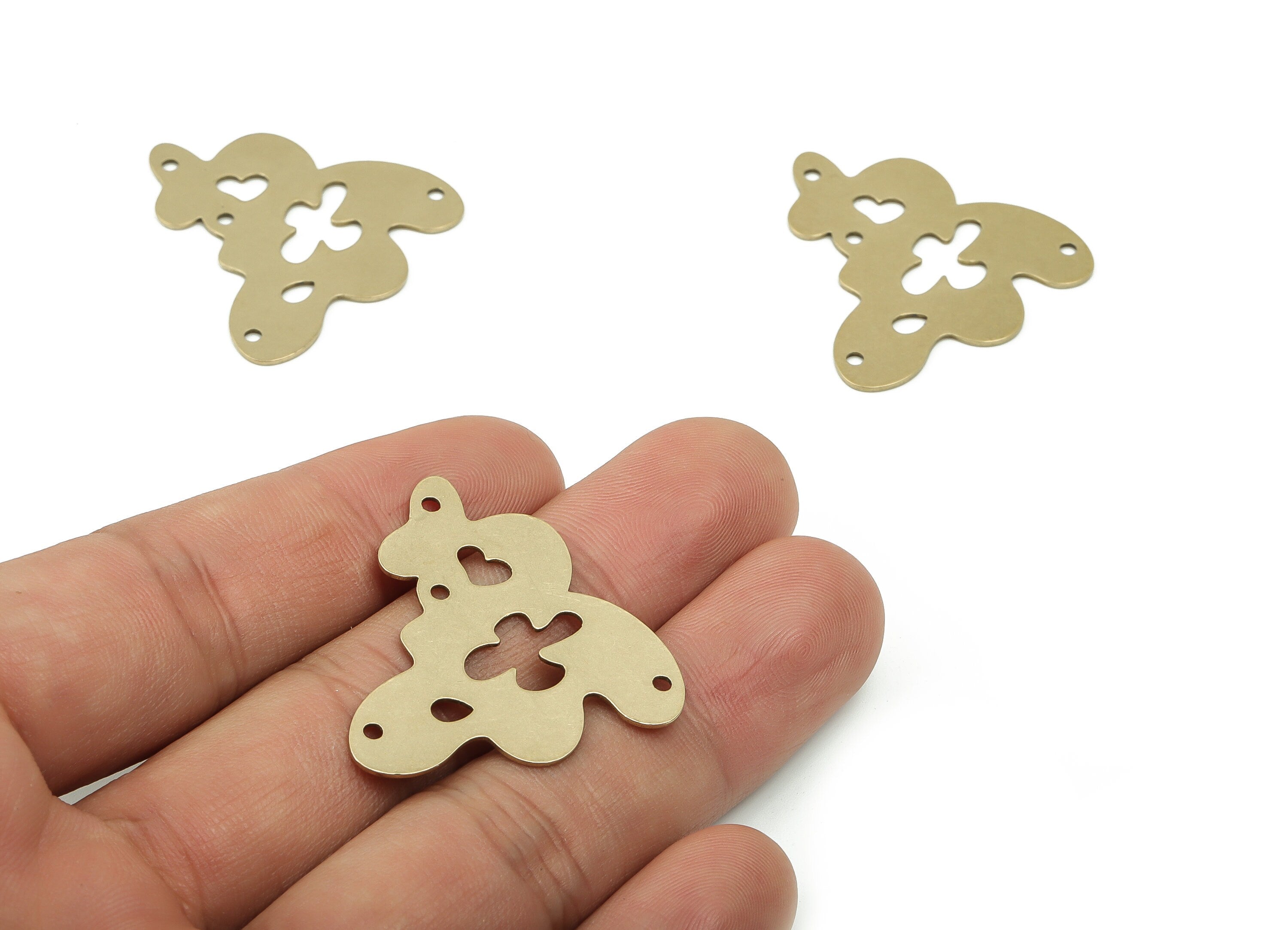 Brass Abstract Earring Connectors - Raw Brass Splash Charms - DIY Jewelry Making Supplies - 33.5x32.15x0.72mm - PPZ0026 - DOMEDBAZAAR