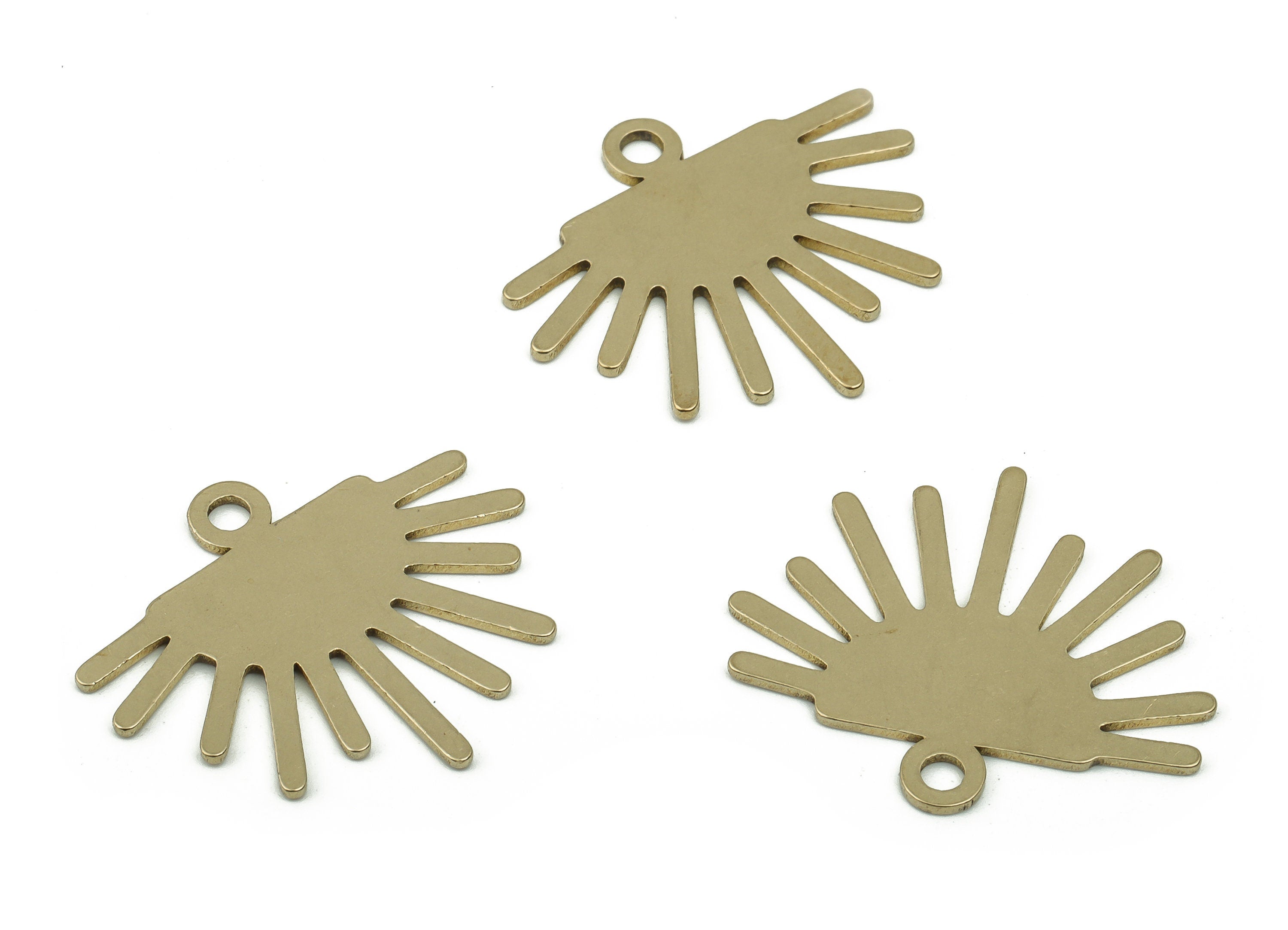Raw Brass Sunshine Earrings Charms - Brass Sun Ray Pendant - Jewelry Making Supplies -24.74x21.63x0.79mm- PPZ0001 - DOMEDBAZAAR