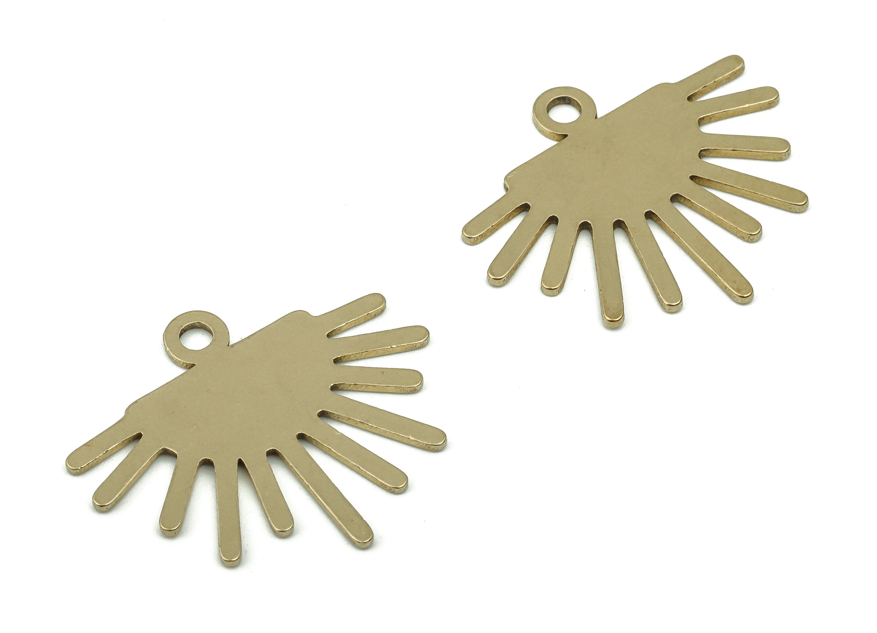 Raw Brass Sunshine Earrings Charms - Brass Sun Ray Pendant - Jewelry Making Supplies -24.74x21.63x0.79mm- PPZ0001 - DOMEDBAZAAR