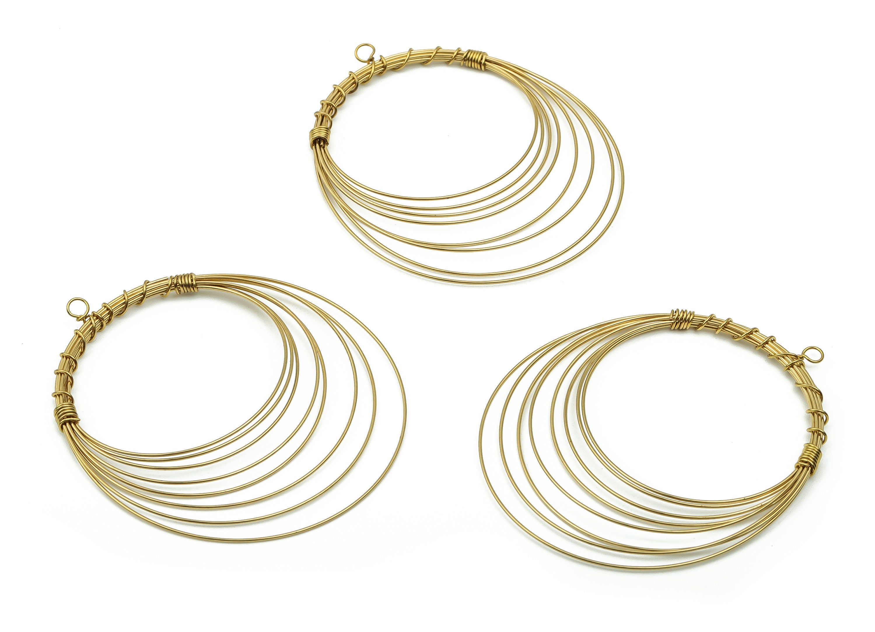 Brass Circle Earring Wire - Raw Brass Earring Hoop - Earring Wire Hoop - Jewelry Making Supplies - 49.64x40.17x0.57mm - PP4850 - DOMEDBAZAAR