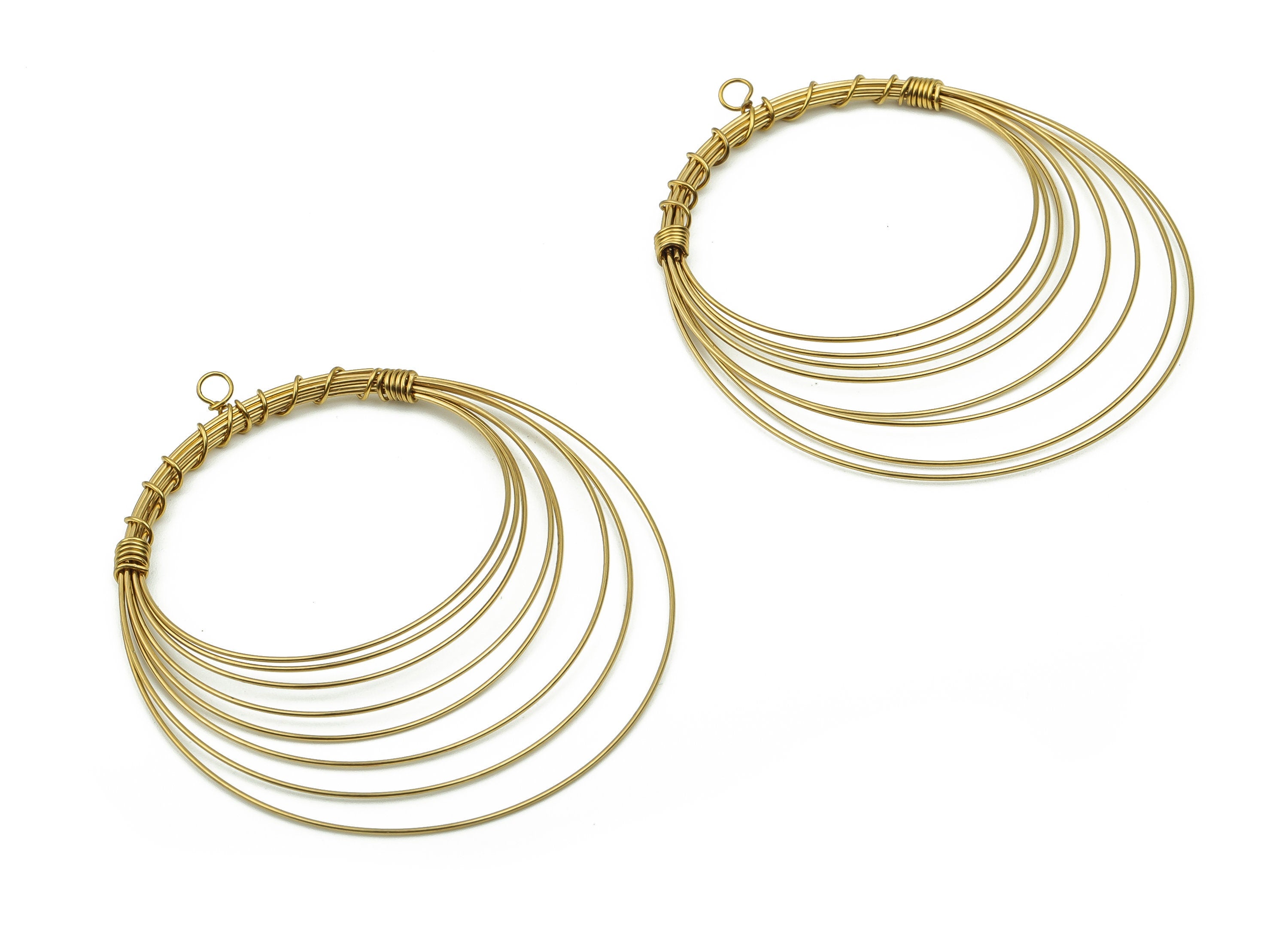 Brass Circle Earring Wire - Raw Brass Earring Hoop - Earring Wire Hoop - Jewelry Making Supplies - 49.64x40.17x0.57mm - PP4850 - DOMEDBAZAAR