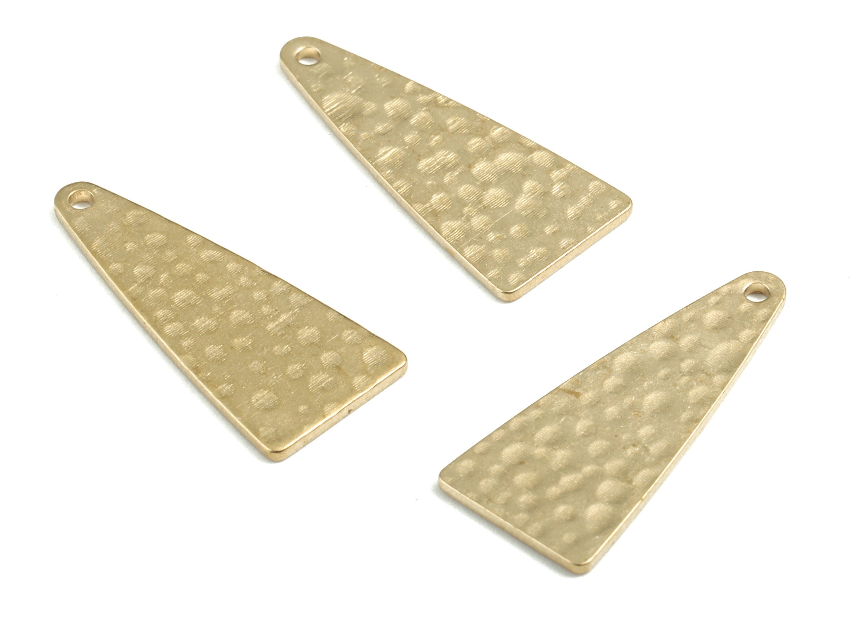 Brass Hammered Earring Charms - Raw Brass Triangle Pendant - Earring Findings - Jewelry Supplies - 24.96x10.89x0.65mm - PP3669 - DOMEDBAZAAR
