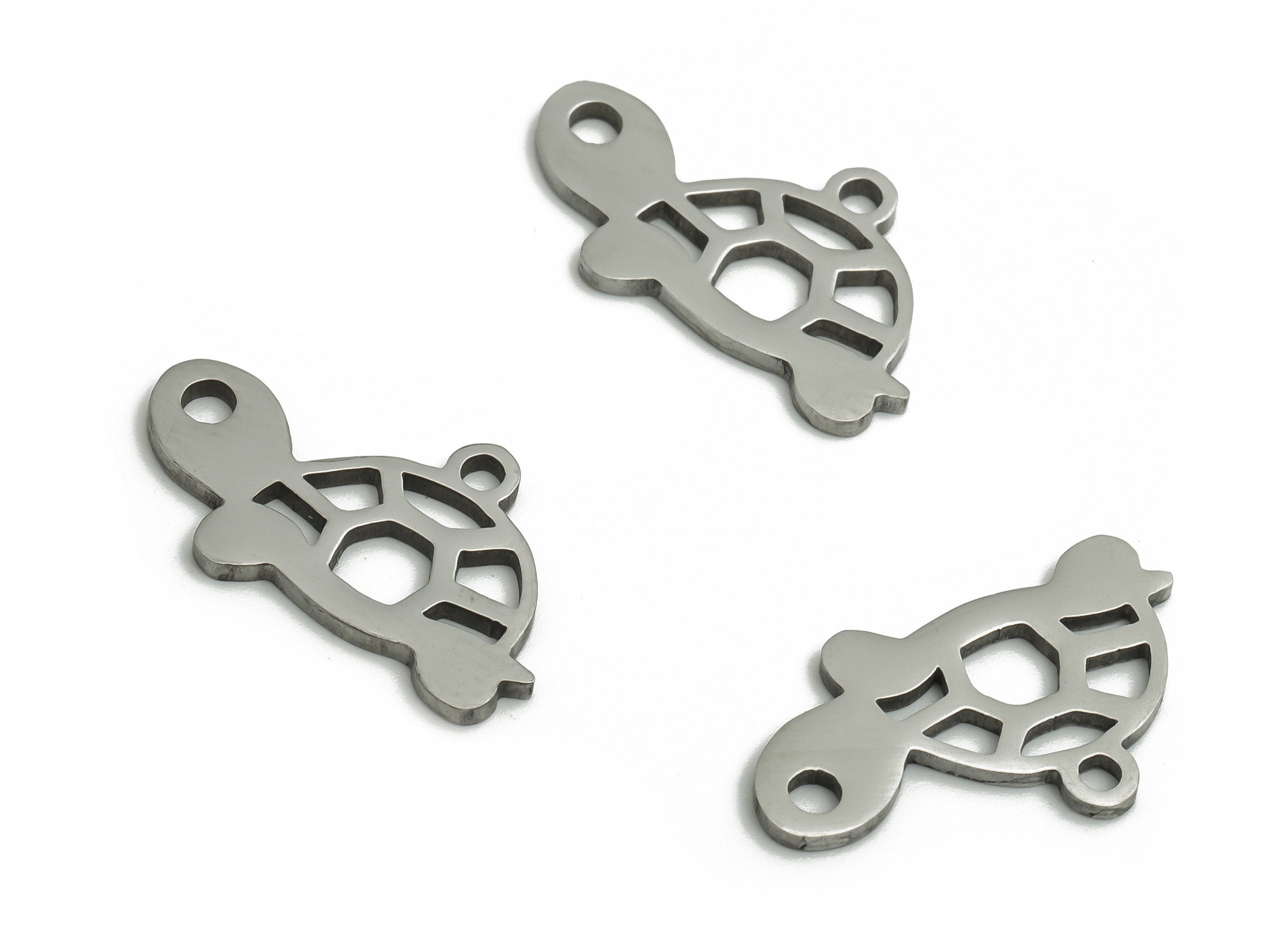 Stainless Steel Turtle Earring Charms - Stainless Turtle Pendant - Ocean Charms - Jewelry Making Supplies - 18.03x11.83x0.95mm - SS1255 - DOMEDBAZAAR