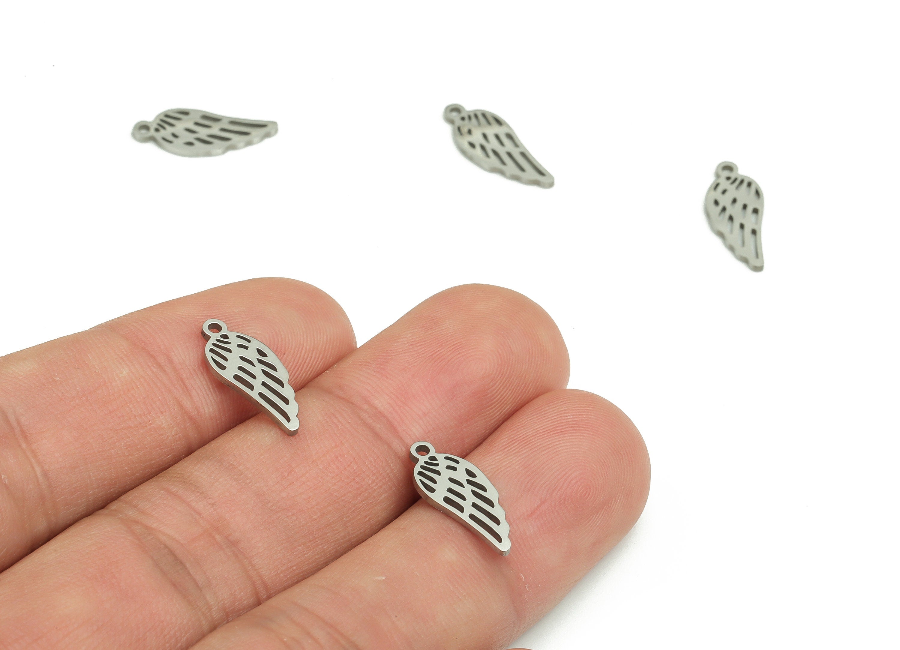 Stainless Steel Wing Earring Charms - Stainless Steel Wing Pendant - Jewelry Making Supplies - 15.57x6.3x0.94mm - SS1271 - DOMEDBAZAAR