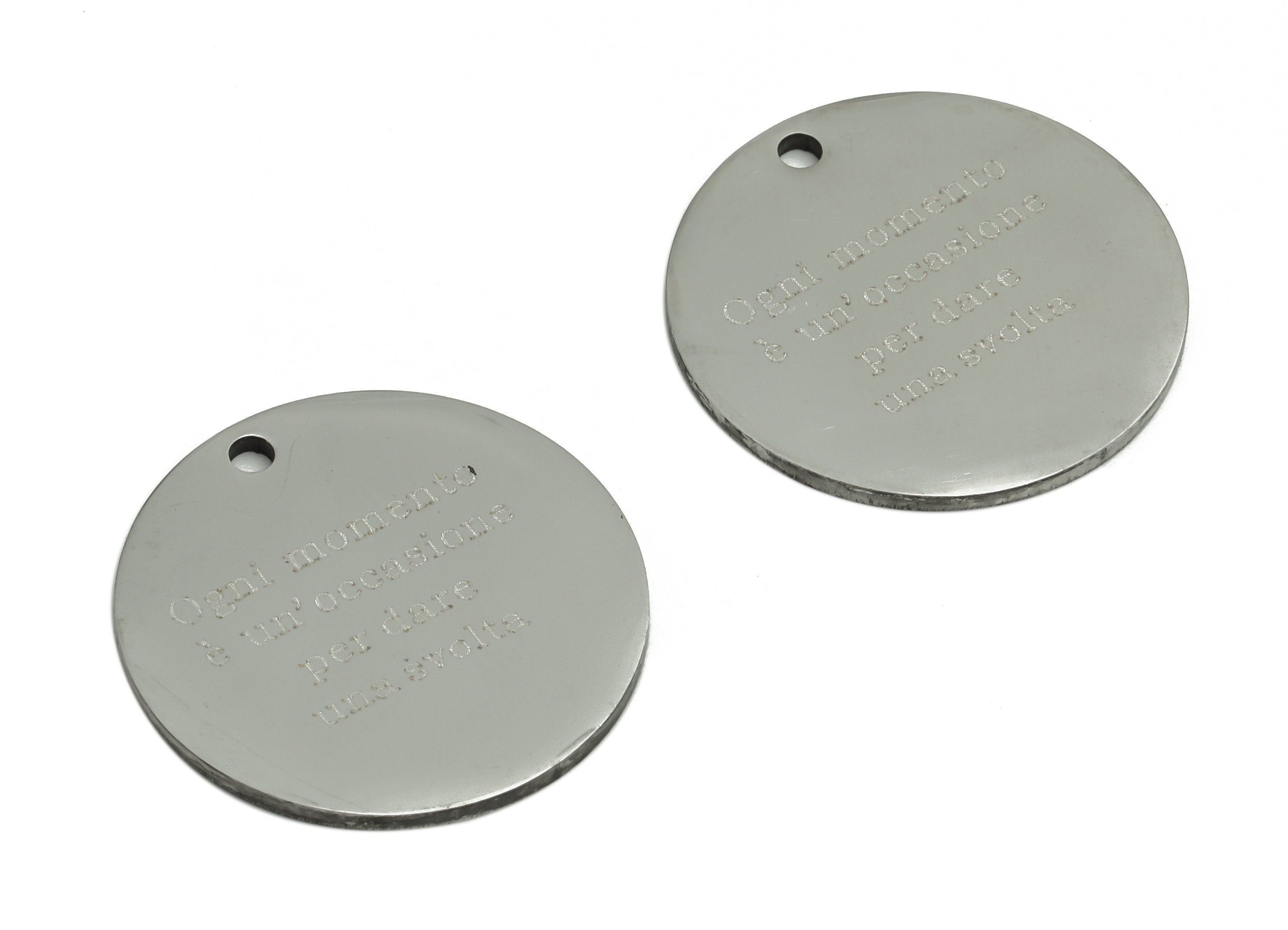 Stainless Steel Round Earring Charms - Stainless Steel English Words Pendant - Jewelry Supplies - 17.01x17x0.9mm - SS1274 - DOMEDBAZAAR