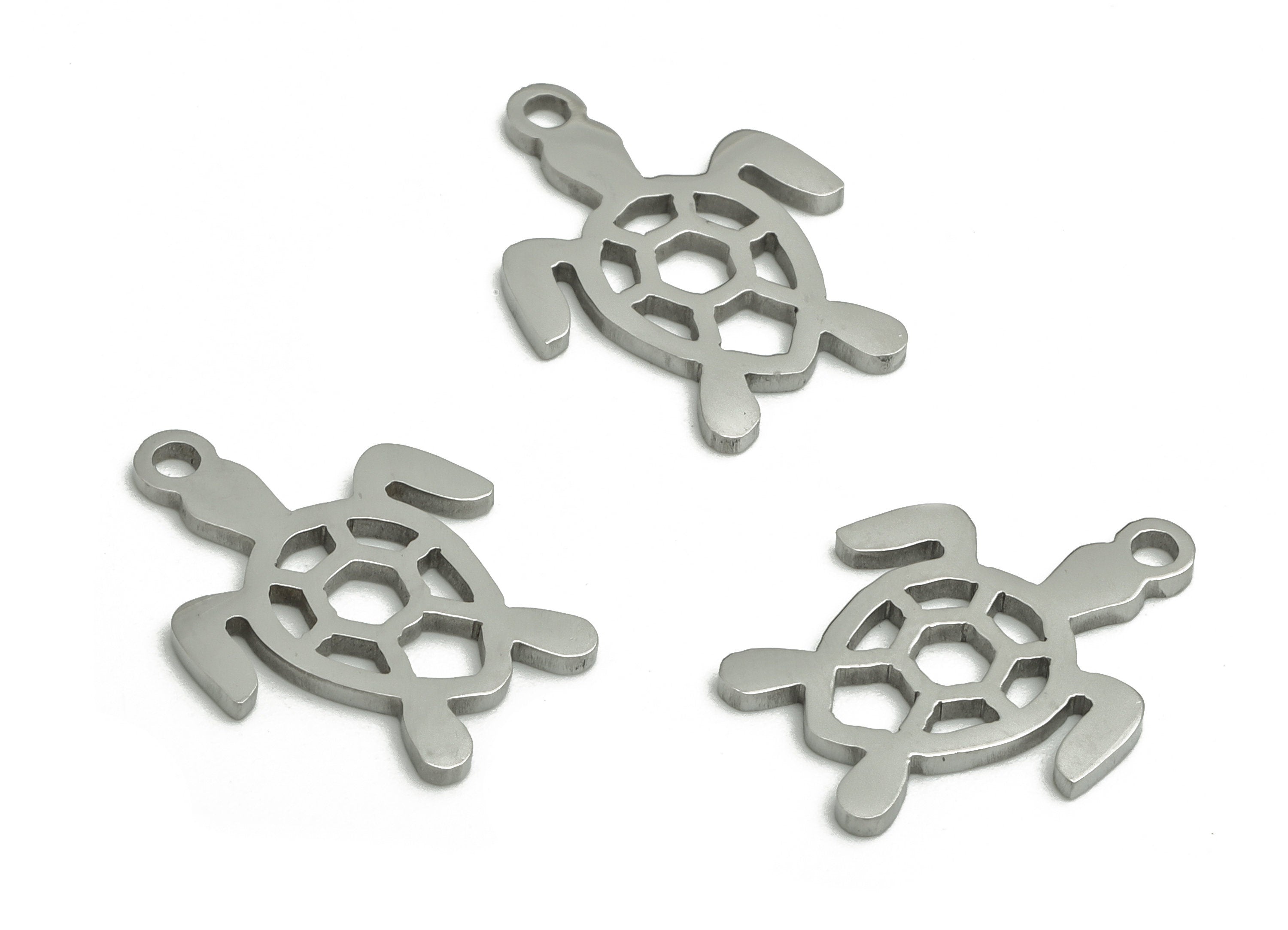 Stainless Steel Turtle Earring Charms - Stainless Turtle Pendant - Ocean Charms - Jewelry Making Supplies - 15.89x12.26x0.94mm - SS1293 - DOMEDBAZAAR