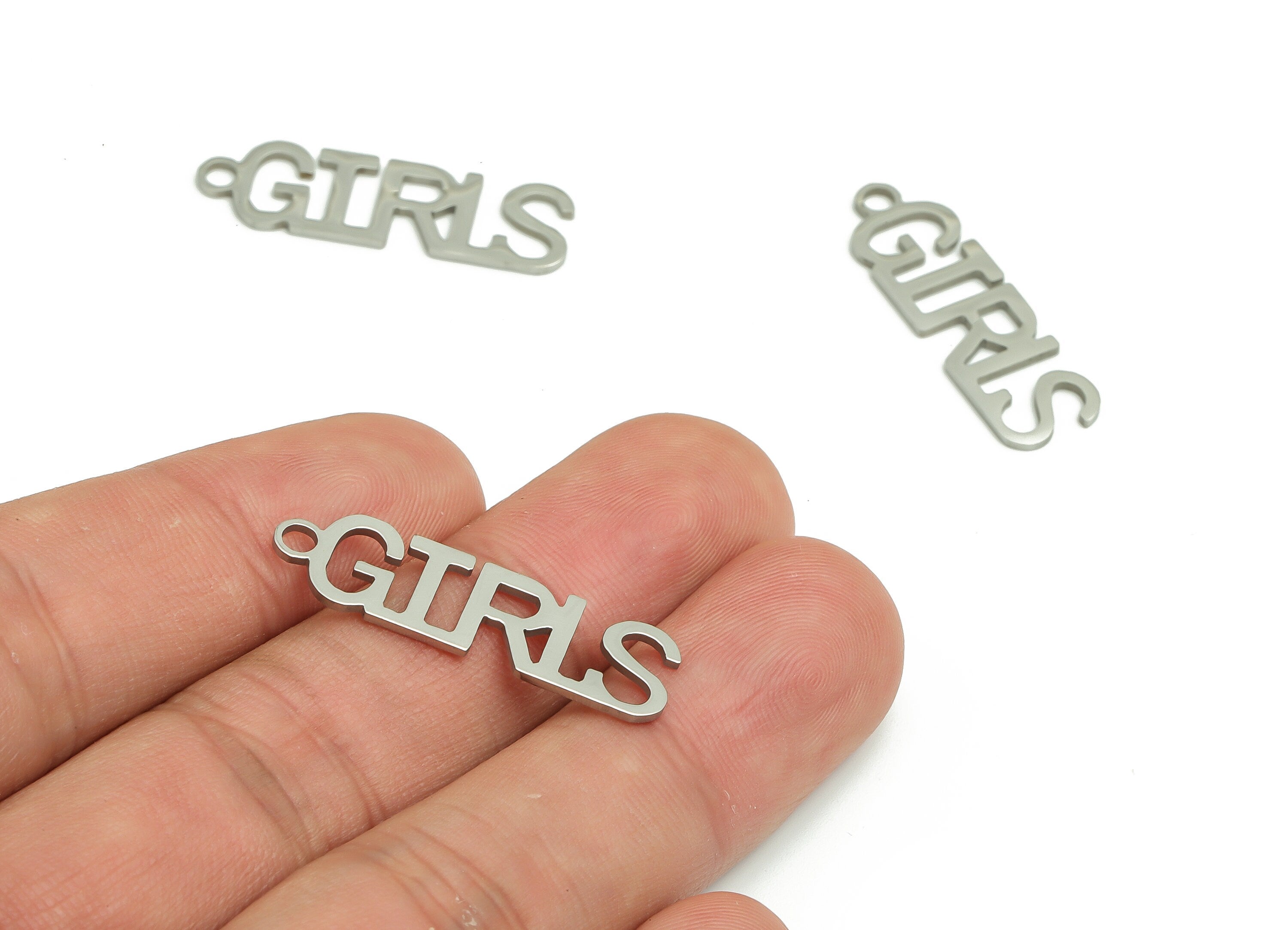 Customized Stainless Steel Charm - Personalized Stainless Steel Phrase Word Pendant - Custom Handwriting Keyring - 30x9.2x1mm - SS1254 - DOMEDBAZAAR
