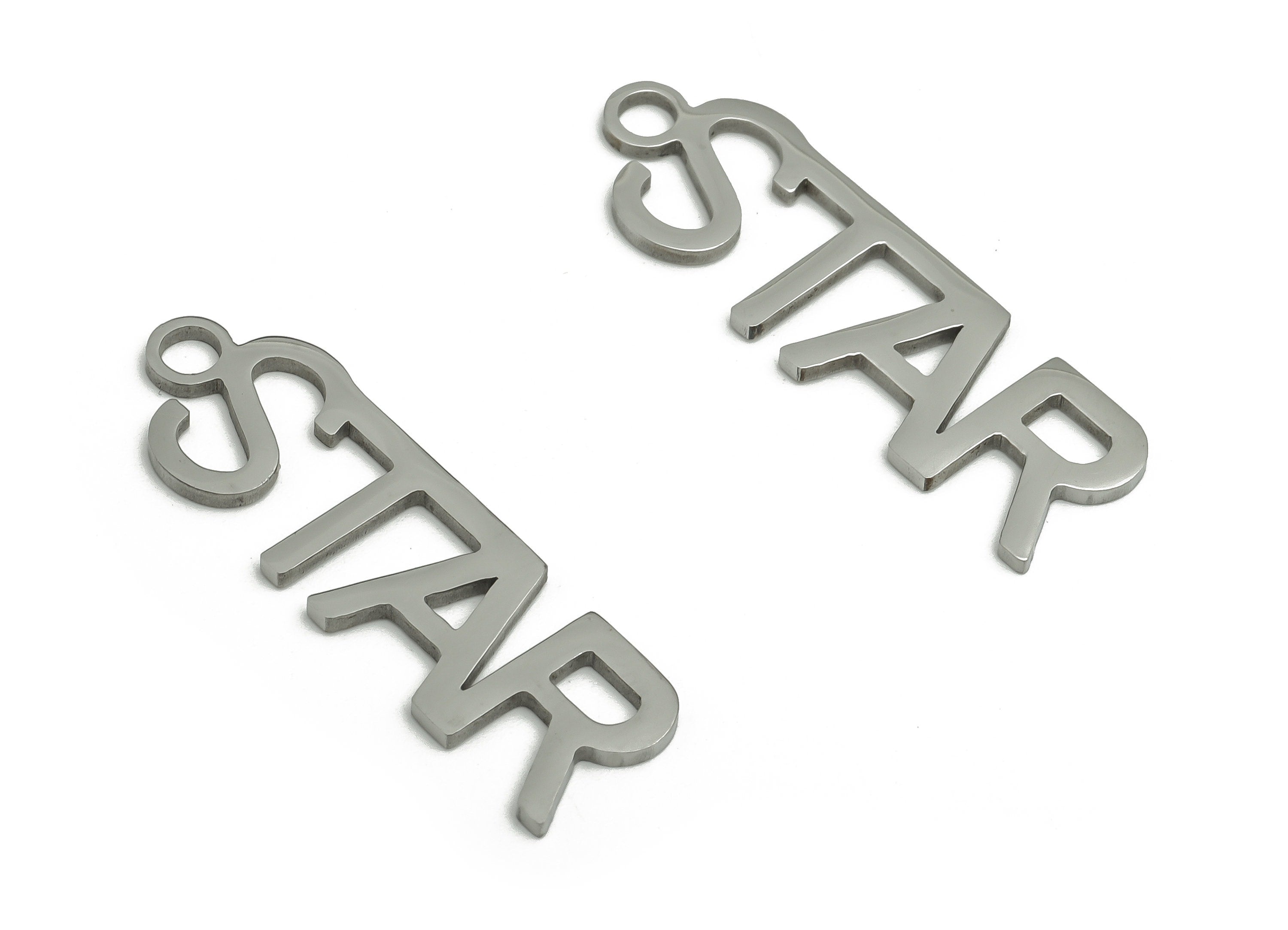 Customized Stainless Steel Charms - Personalized Stainless Steel Word Phrase Pendant - Custom Handwriting Keyring - 29.98x9.4x0.9mm - SS1264 - DOMEDBAZAAR