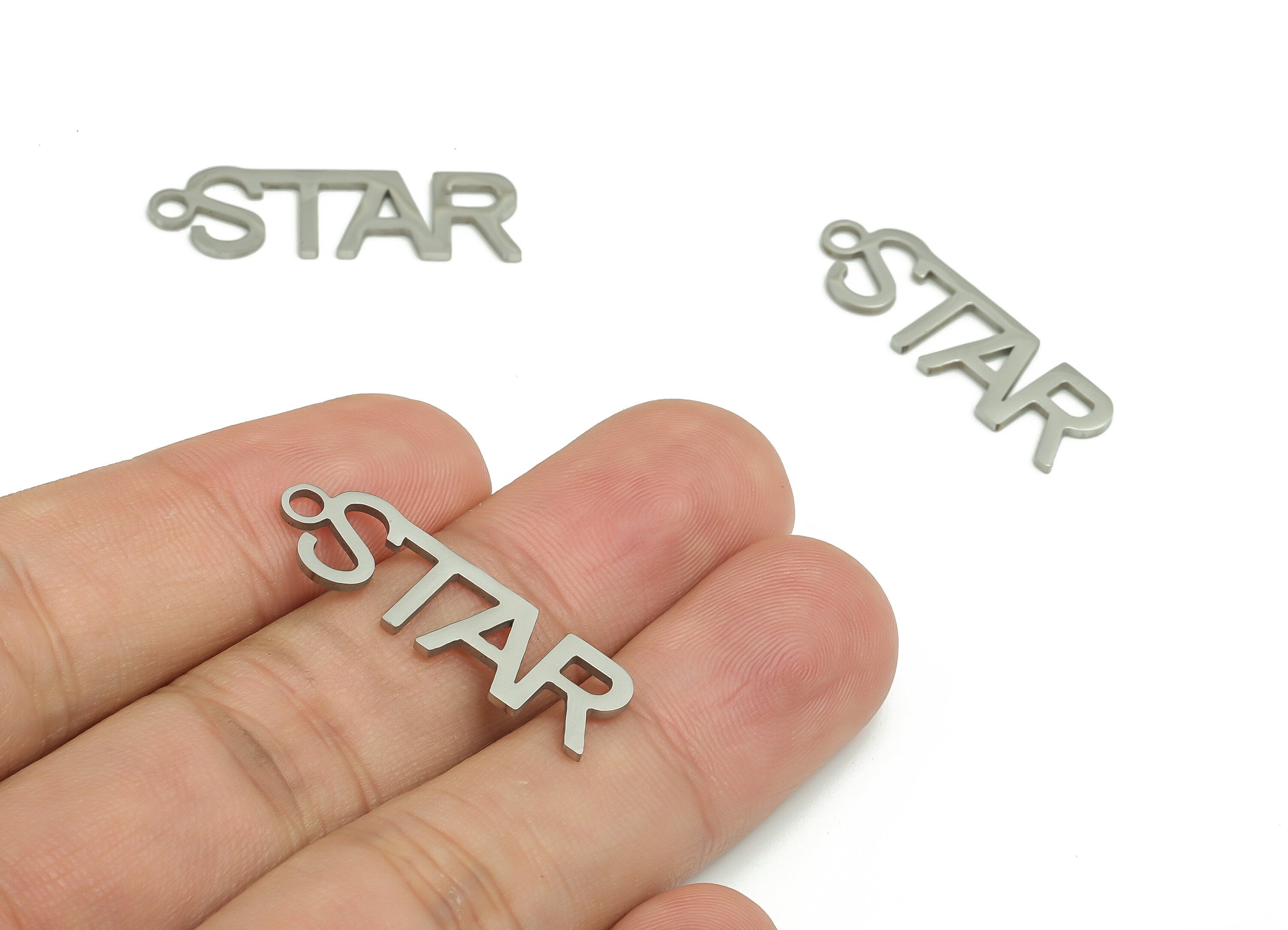 Customized Stainless Steel Charms - Personalized Stainless Steel Word Phrase Pendant - Custom Handwriting Keyring - 29.98x9.4x0.9mm - SS1264 - DOMEDBAZAAR