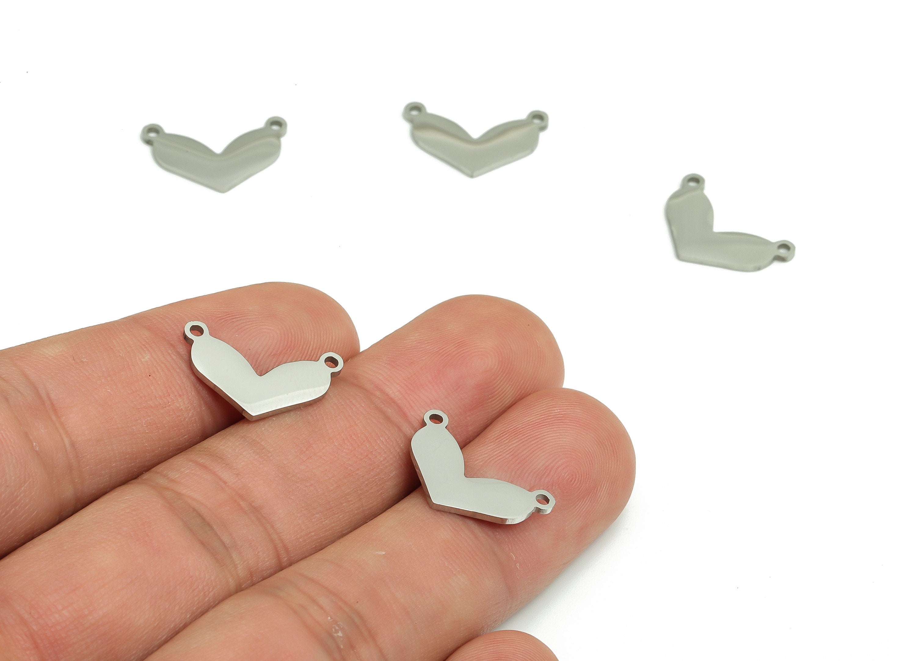 Stainless Steel Heart Earring Connector - Stainless Steel Heart Charms and Pendant - Jewelry Making Supplies - 16.88x10.86x0.96mm - SS1256 - DOMEDBAZAAR