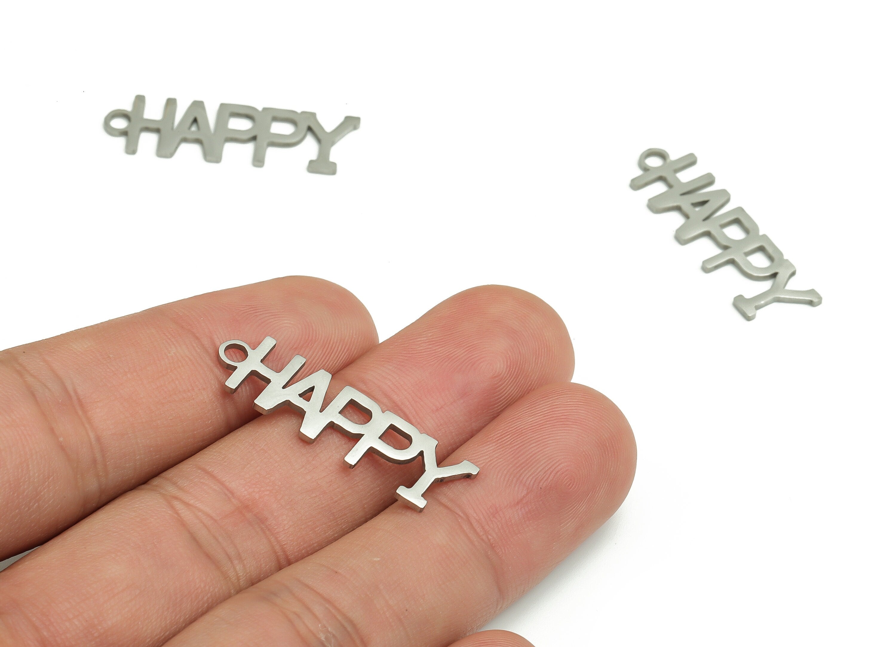 Customized Stainless Steel Charms - Personalized Stainless Steel Phrase Word Pendant - Custom Handwriting Keyring - 30.36x9.1x0.9mm - SS1247 - DOMEDBAZAAR