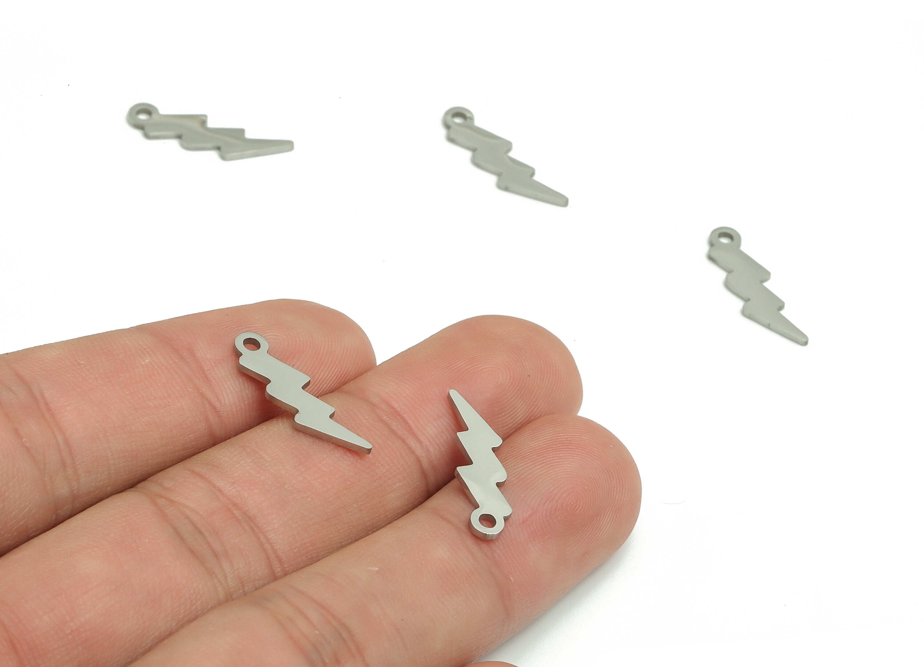 Stainless Steel Lightning Bolt Earring Charms - Stainless Steel Lightning Pendant - Jewelry Making Supplies - 19.4x5.2x0.9mm - SS1266 - DOMEDBAZAAR