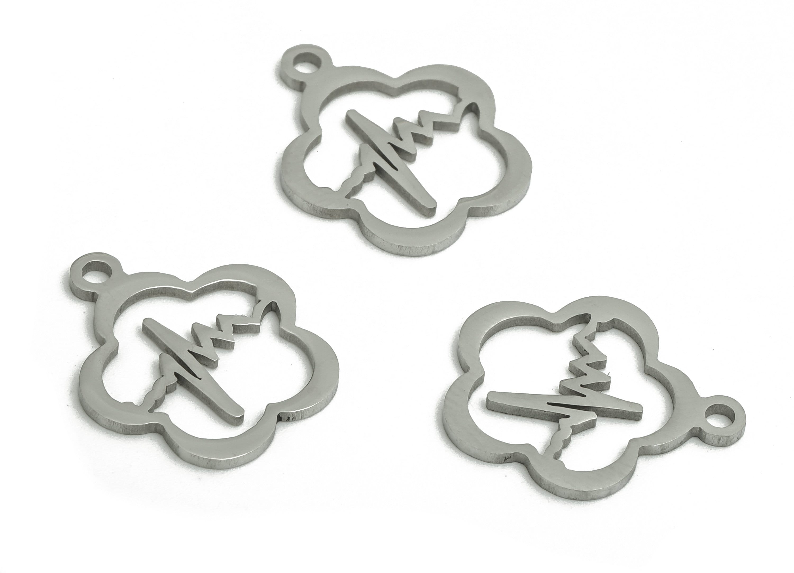 Stainless Steel Flower Earring Charms - Stainless Wave Pendant - Jewelry Making Supplies - 16.8x14.68x0.87mm - SS1308 - DOMEDBAZAAR
