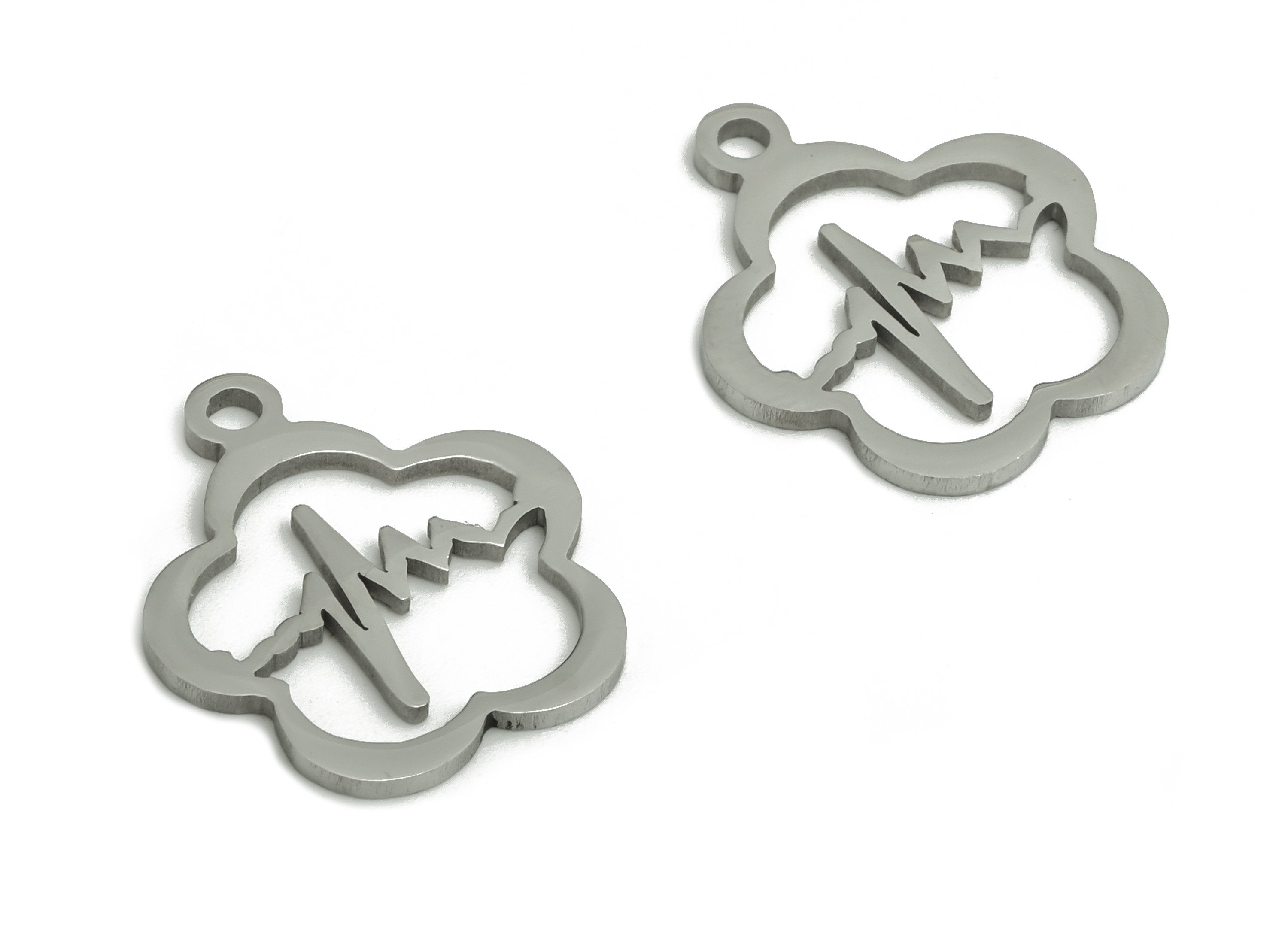 Stainless Steel Flower Earring Charms - Stainless Wave Pendant - Jewelry Making Supplies - 16.8x14.68x0.87mm - SS1308 - DOMEDBAZAAR