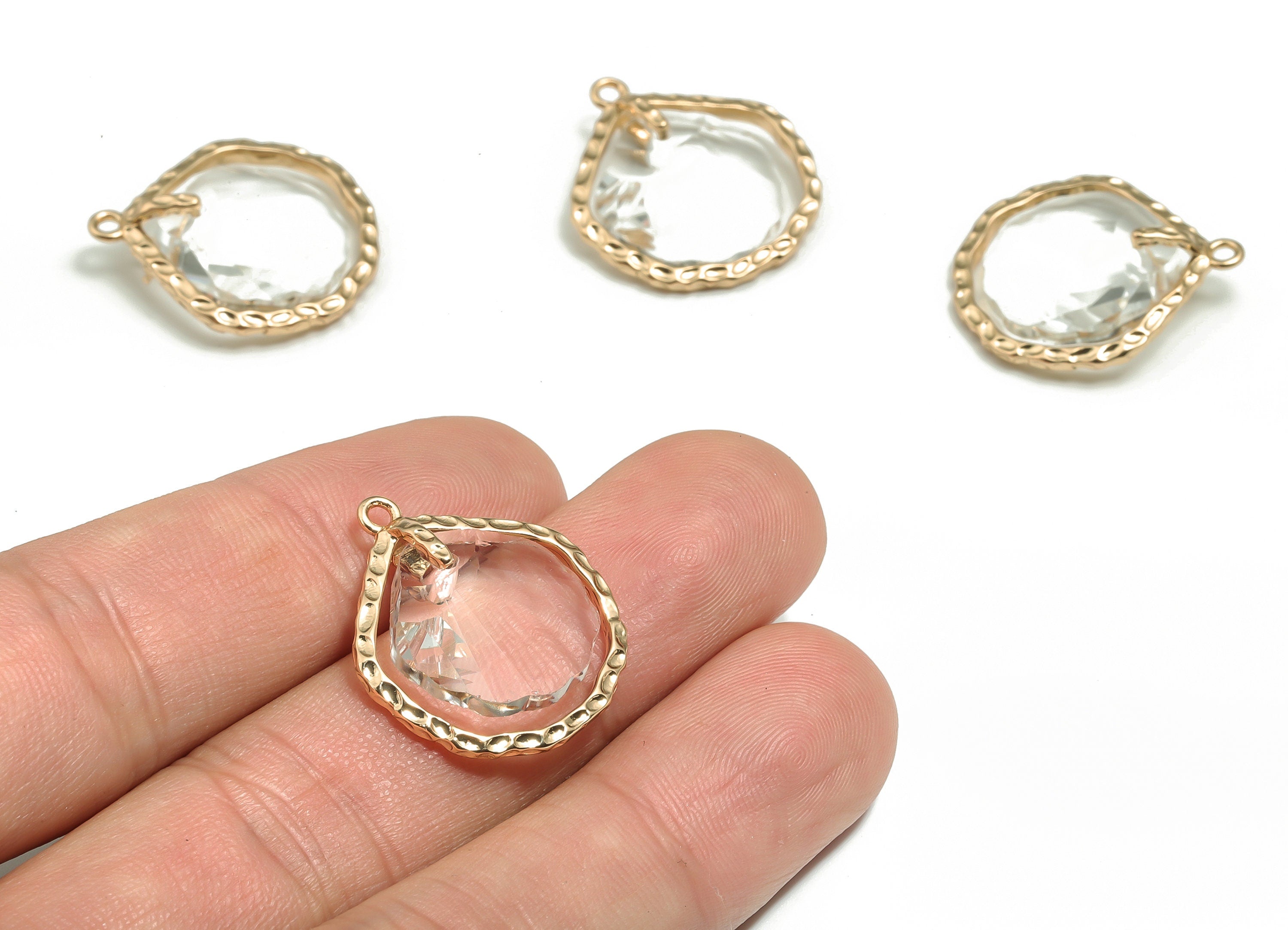 Crystal Geometry Earring Charms - Gold Geometry Pendant - KC Gold Tone Plated Brass - Jewelry Making Supplies - 23.66x21x5.9mm - GS1052 - DOMEDBAZAAR