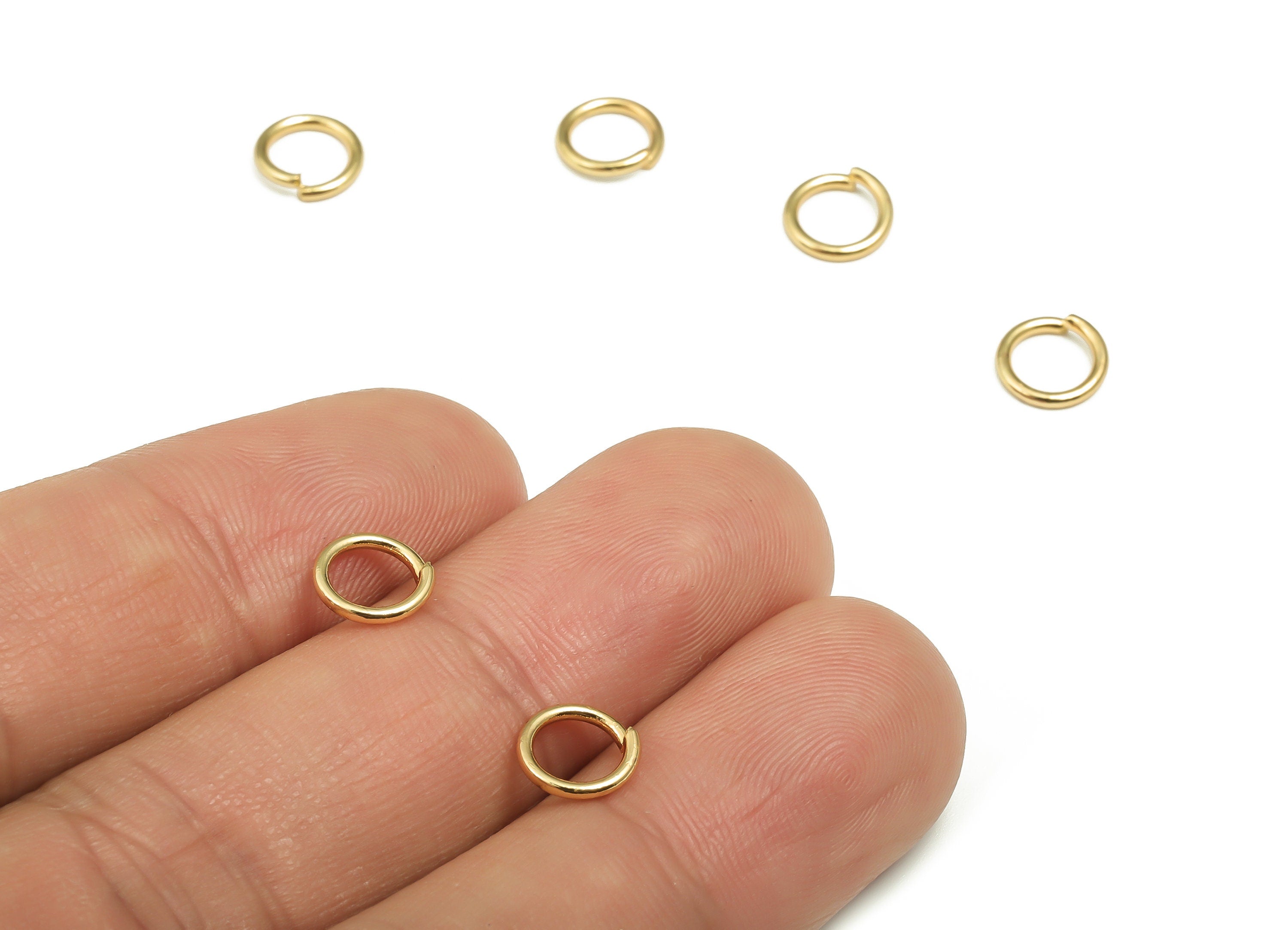 Brass Open Jump Rings - 7x1mm - Gold Open Jump Rings - 18K Real Gold Plated Brass - Jewelry Making Supplies - 7x7x1mm - RGP4138-7*1 - DOMEDBAZAAR