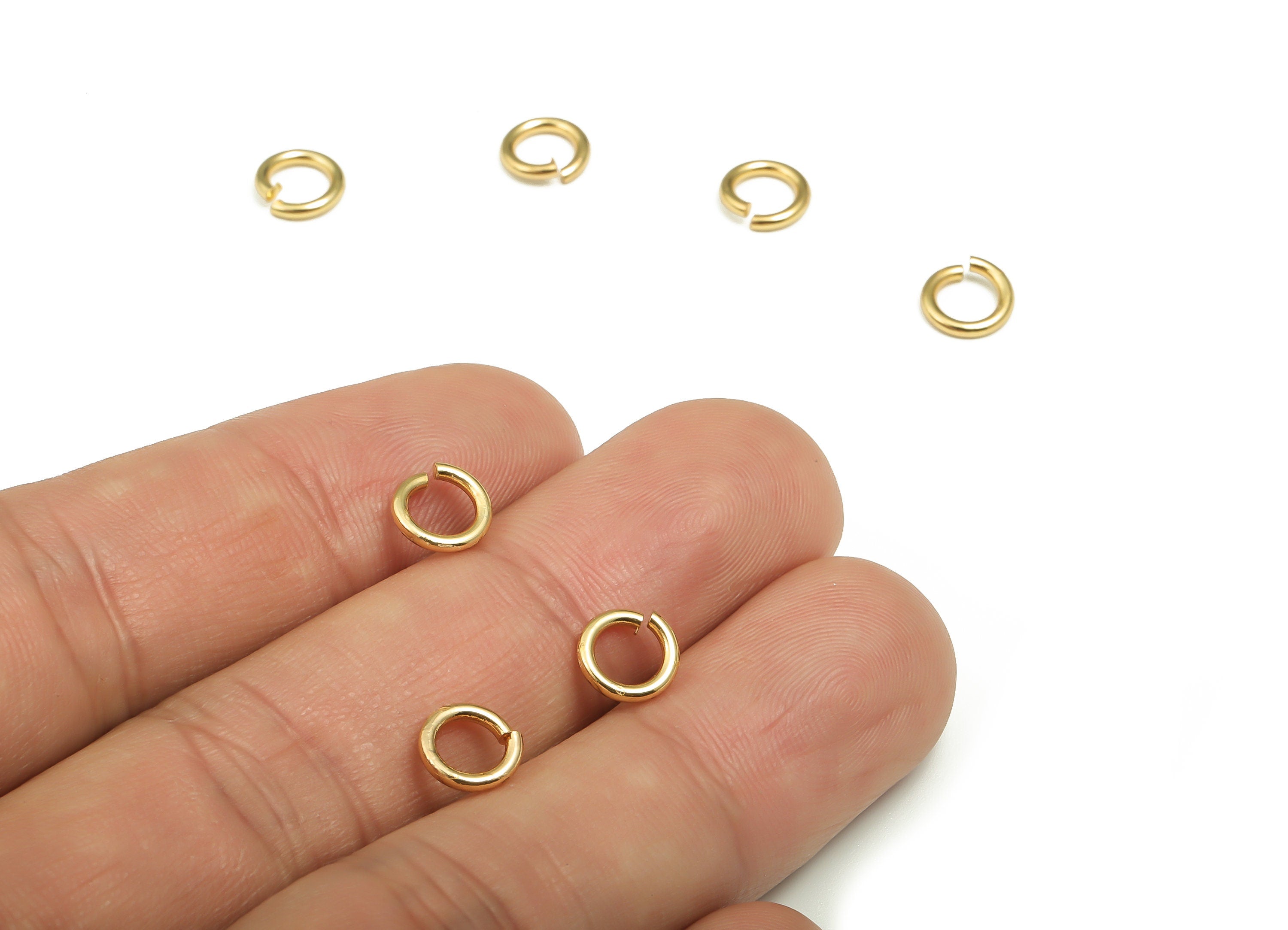 Brass Open Jump Rings - 7x1.2mm - Gold Open Jump Rings - 18K Real Gold Plated Brass - Jewelry Making Supplies - 7x7x1.2mm - RGP4138-7*1.2 - DOMEDBAZAAR
