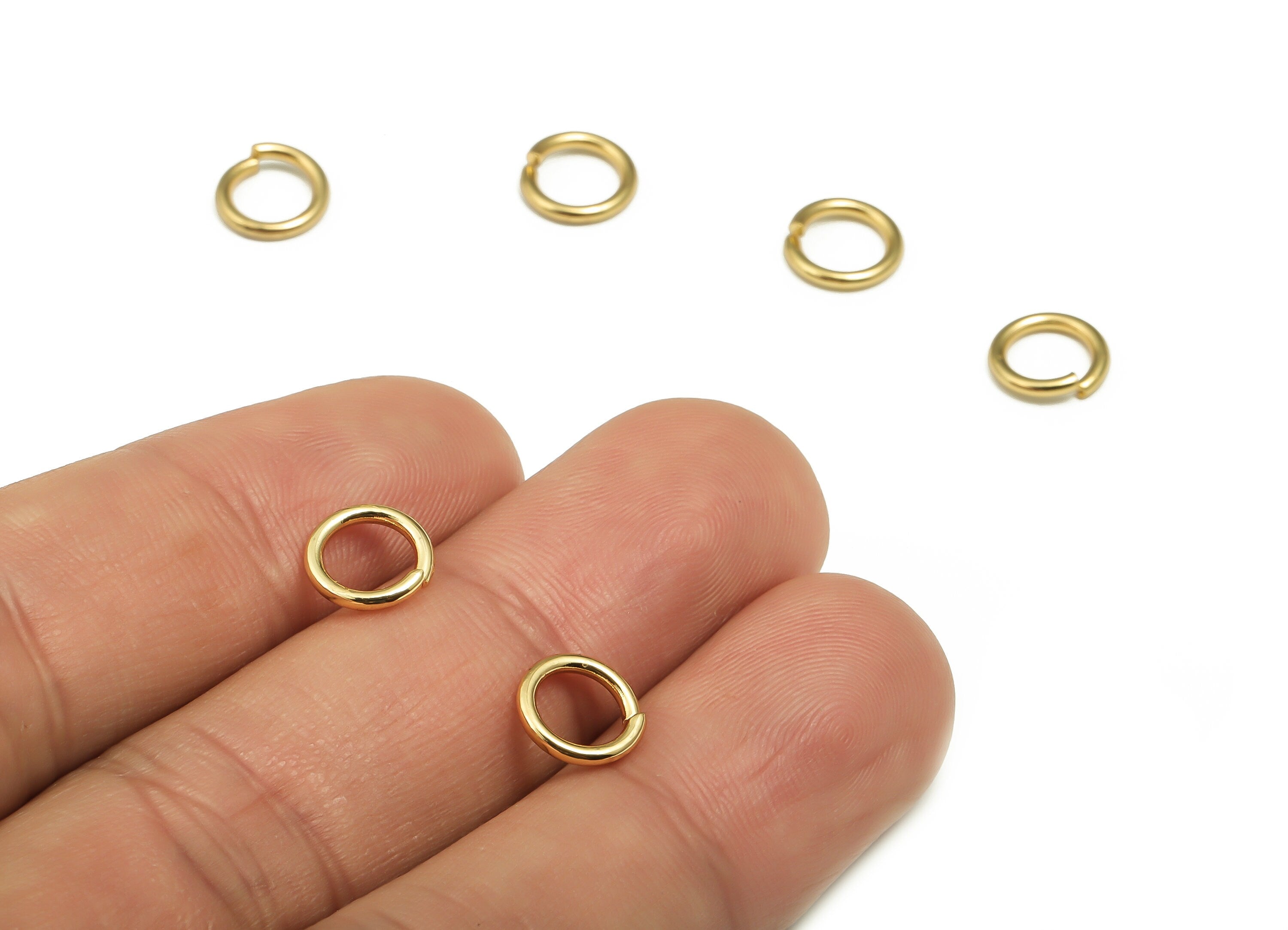 Brass Open Jump Rings - 8x1.2mm - Gold Open Jump Rings - 18K Real Gold Plated Brass - Jewelry Making Supplies - 8x8x1.2mm - RGP4138-8*1.2 - DOMEDBAZAAR