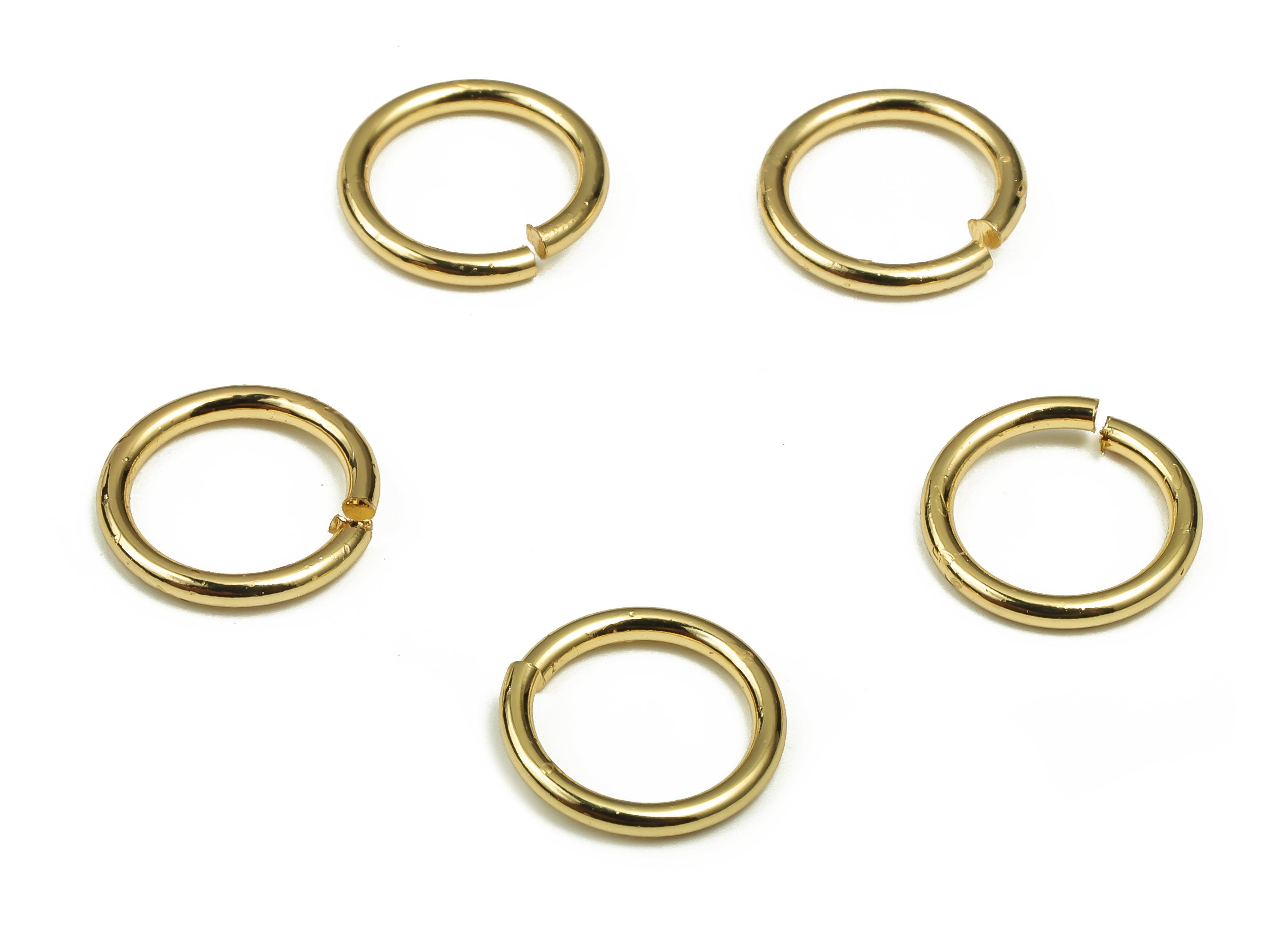 Brass Open Jump Rings - 10x1.2mm - Gold Open Jump Rings - 18K Real Gold Plated Brass - Jewelry Making Supplies - 10x10x1.2mm -RGP4138-10*1.2 - DOMEDBAZAAR
