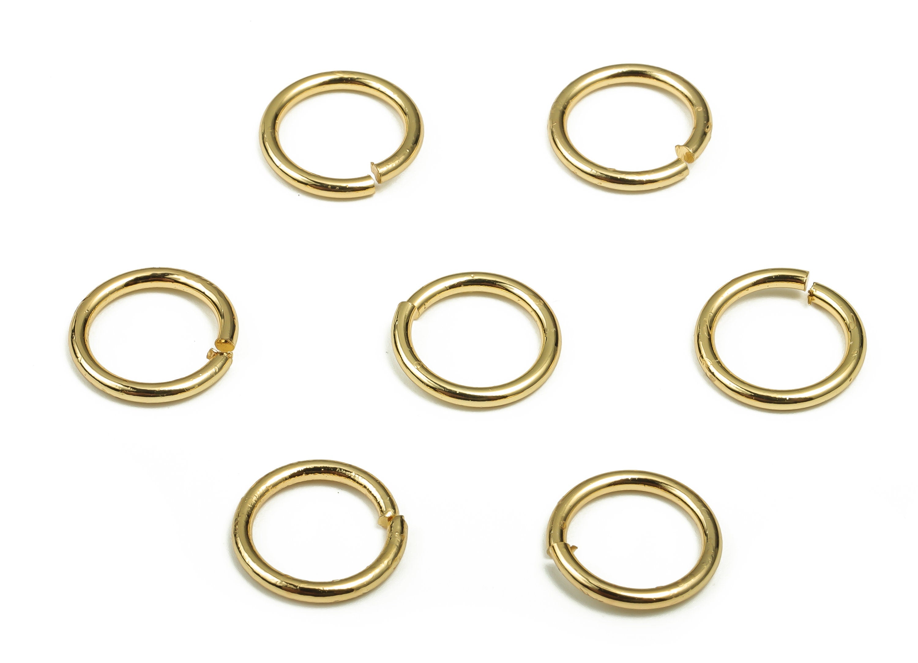 Brass Open Jump Rings - 10x1.2mm - Gold Open Jump Rings - 18K Real Gold Plated Brass - Jewelry Making Supplies - 10x10x1.2mm -RGP4138-10*1.2 - DOMEDBAZAAR