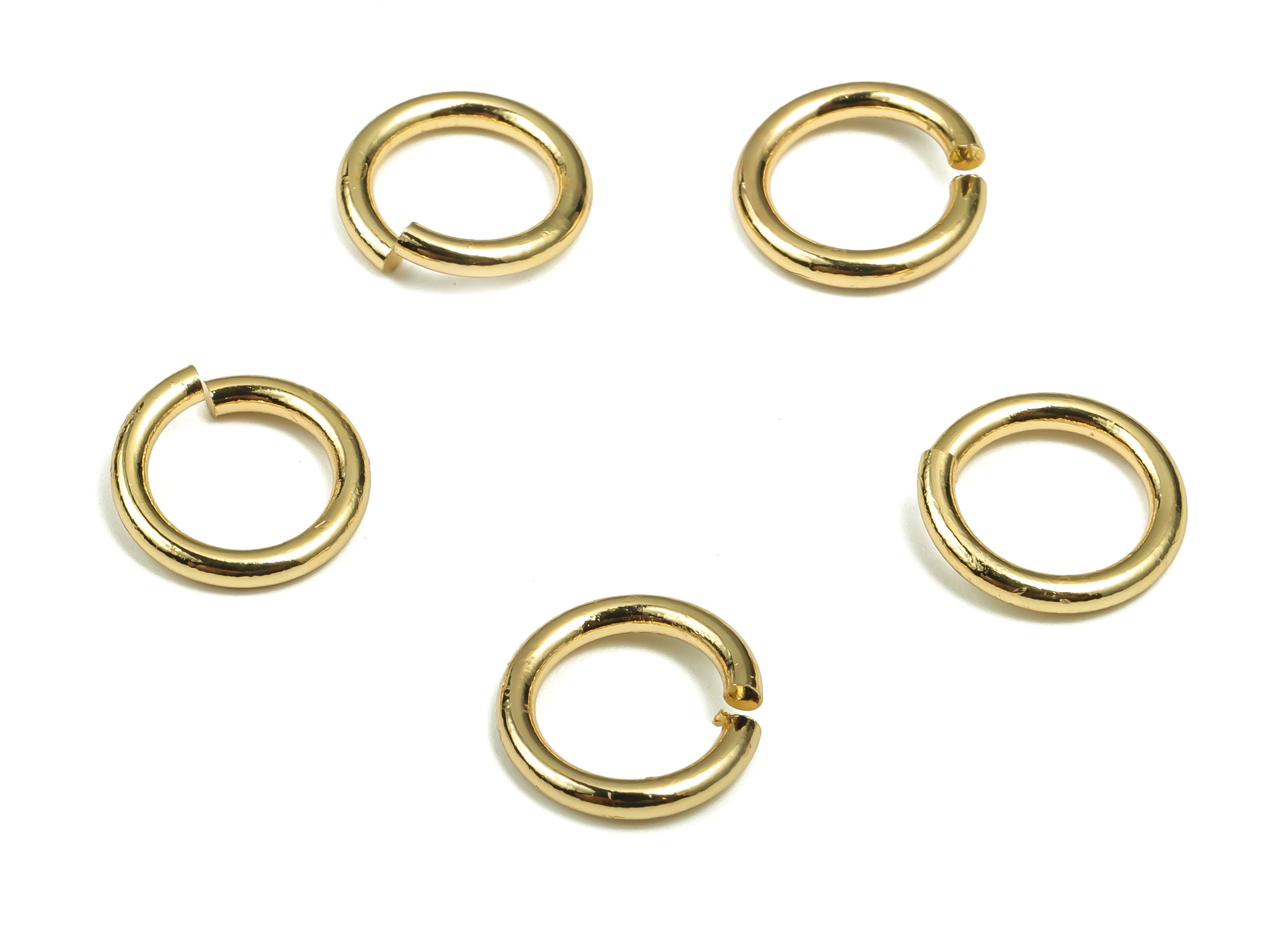 Brass Open Jump Rings - 10x1.5mm - Gold Open Jump Rings - 18K Real Gold Plated Brass - Jewelry Making Supplies - 10x10x1.5mm -RGP4138-10*1.5 - DOMEDBAZAAR