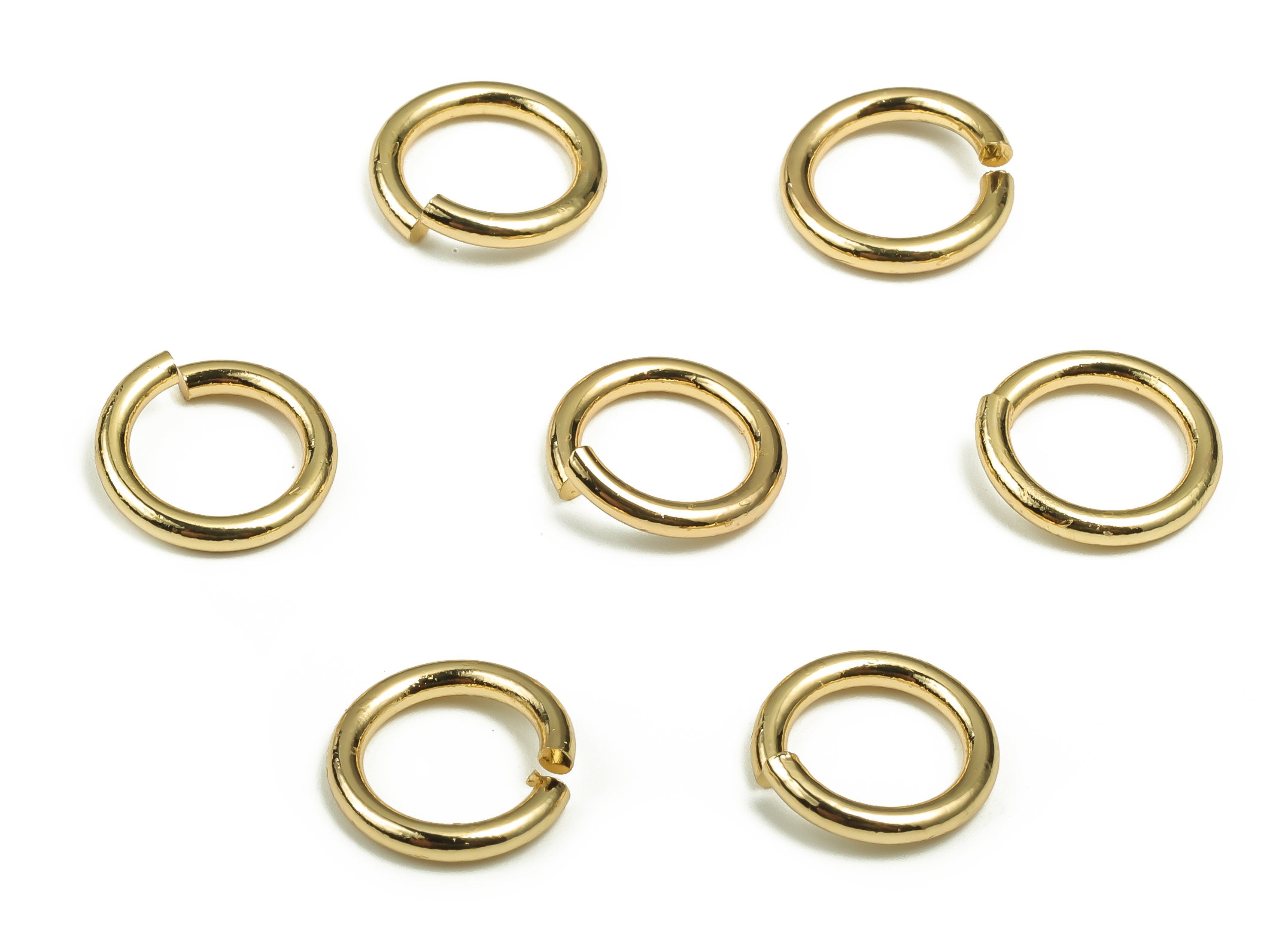Brass Open Jump Rings - 10x1.5mm - Gold Open Jump Rings - 18K Real Gold Plated Brass - Jewelry Making Supplies - 10x10x1.5mm -RGP4138-10*1.5 - DOMEDBAZAAR