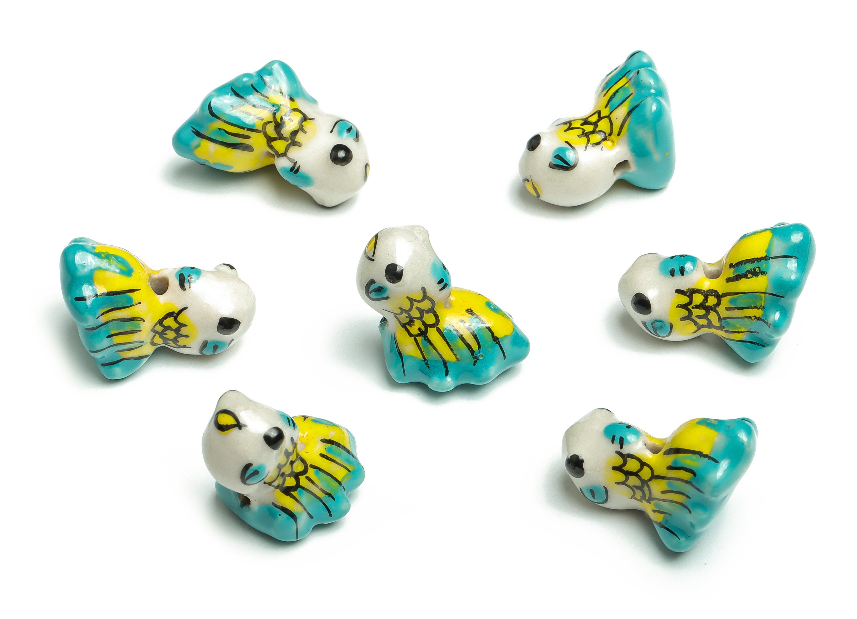 Glazed Ceramic Turtle Beads - Carved Turtle Beads - Handmade Beads - Necklace Beads - Connectors Beads - 22.29x19.71x19.68mm - NS1440 - DOMEDBAZAAR