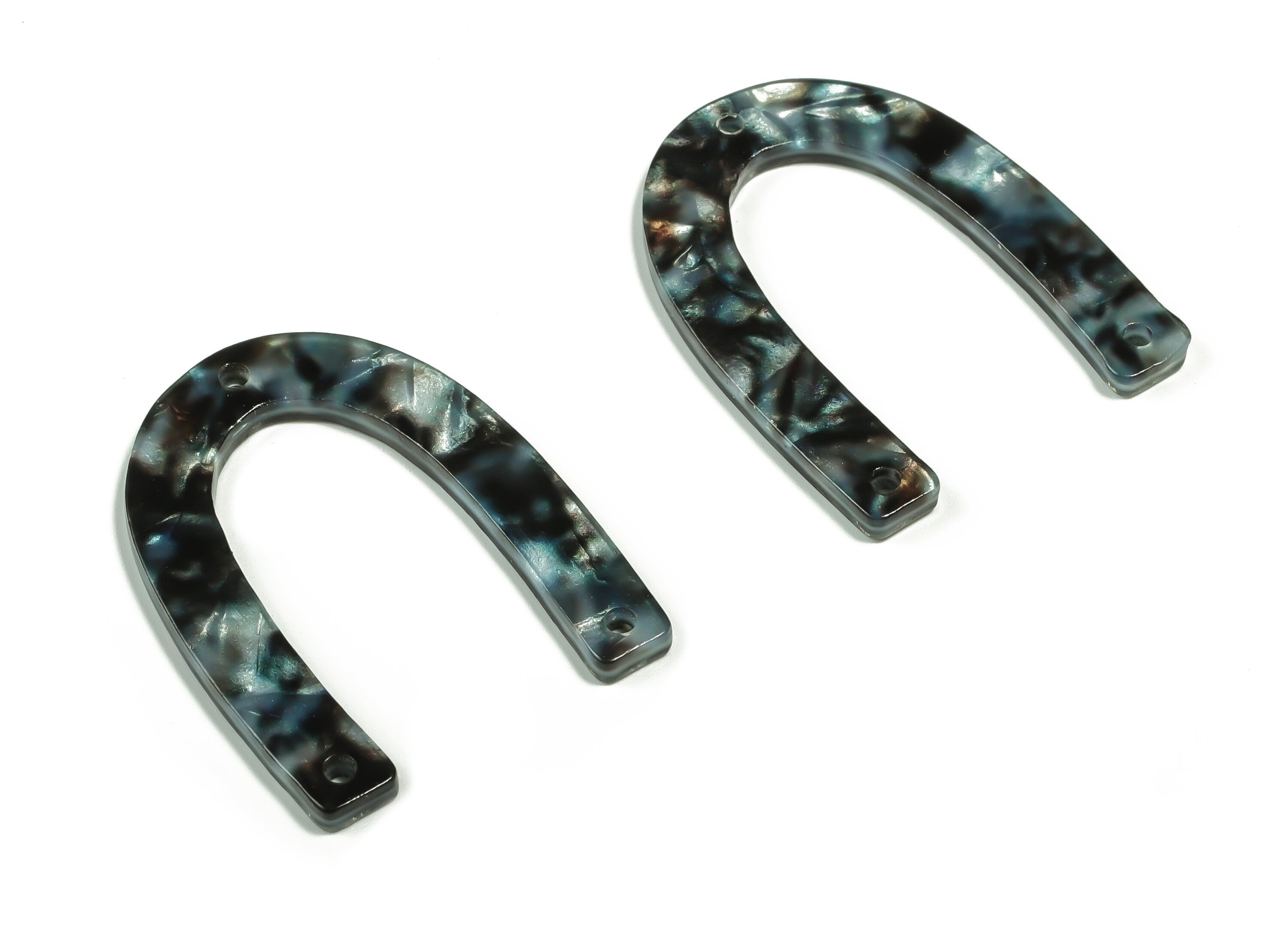 Acetate U Earring Connector - Acetate Horsehoe Charms - 3 Hole - Jewelry Making Supplies - Color Code:A485 - 34.65x26.39x2.5mm - AC1818-A485 - DOMEDBAZAAR