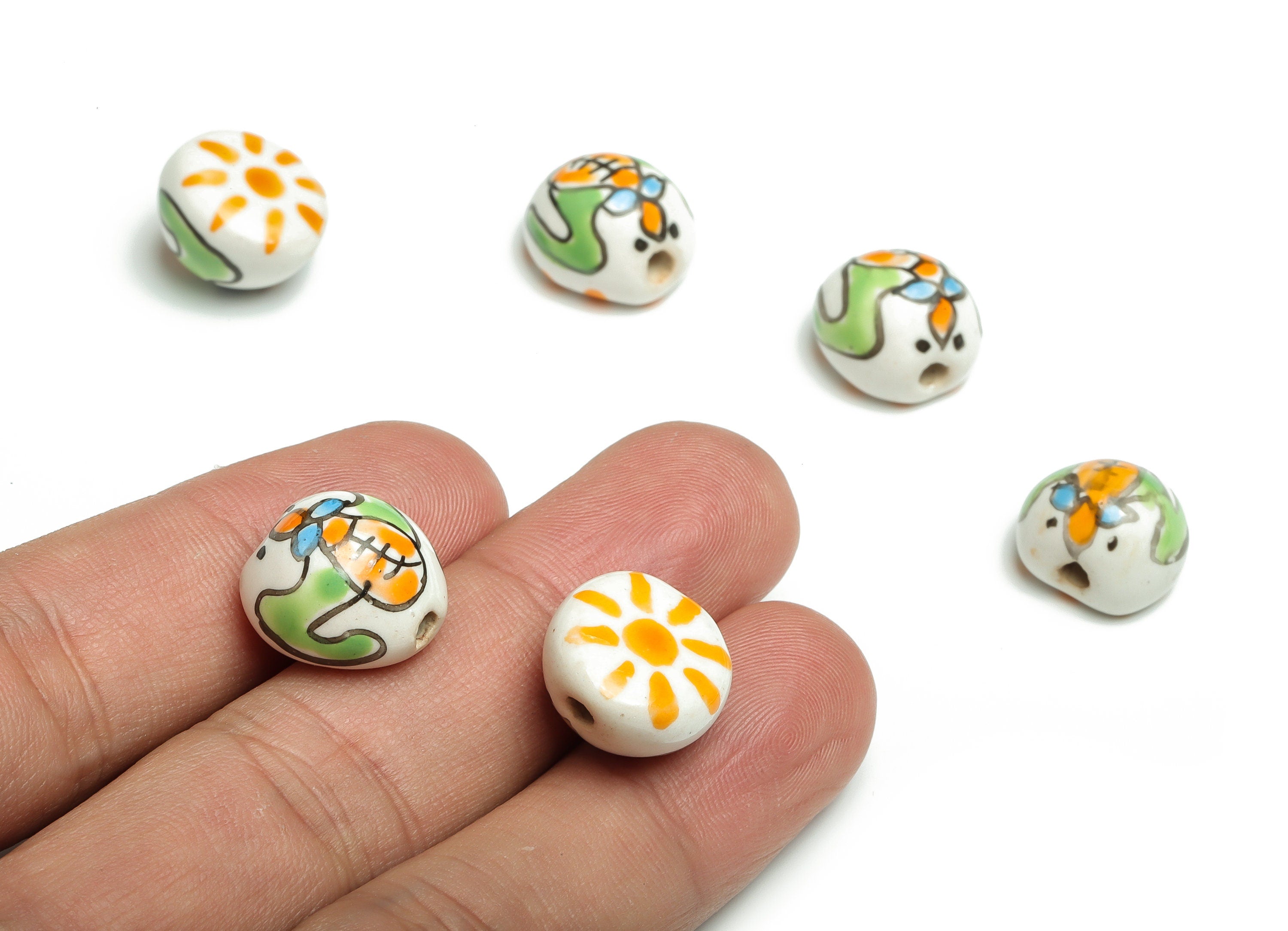 Glazed Ceramic Insect Beads - Carved Insect Beads - Handmade Beads - Necklace Beads - Connectors Beads - 14.41x13.99x9.98mm - NS1453 - DOMEDBAZAAR