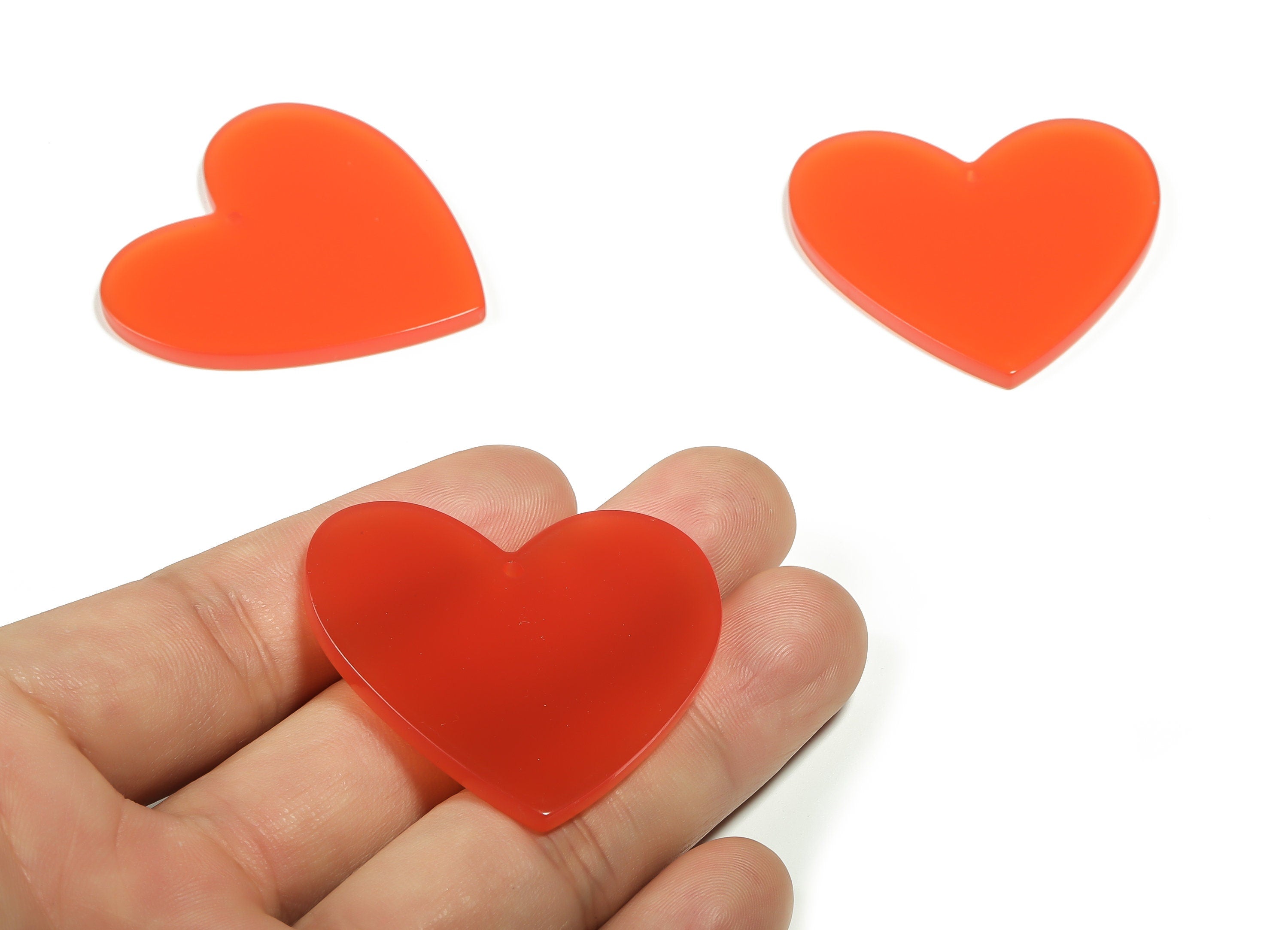 Acrylic Heart Earring Charm - Red Love Charm - Acrylic Heart Pendant - Jewelry Supplies - Color Code:A614 - 42.65x41.43x2.44mm- AC1746-A614 - DOMEDBAZAAR