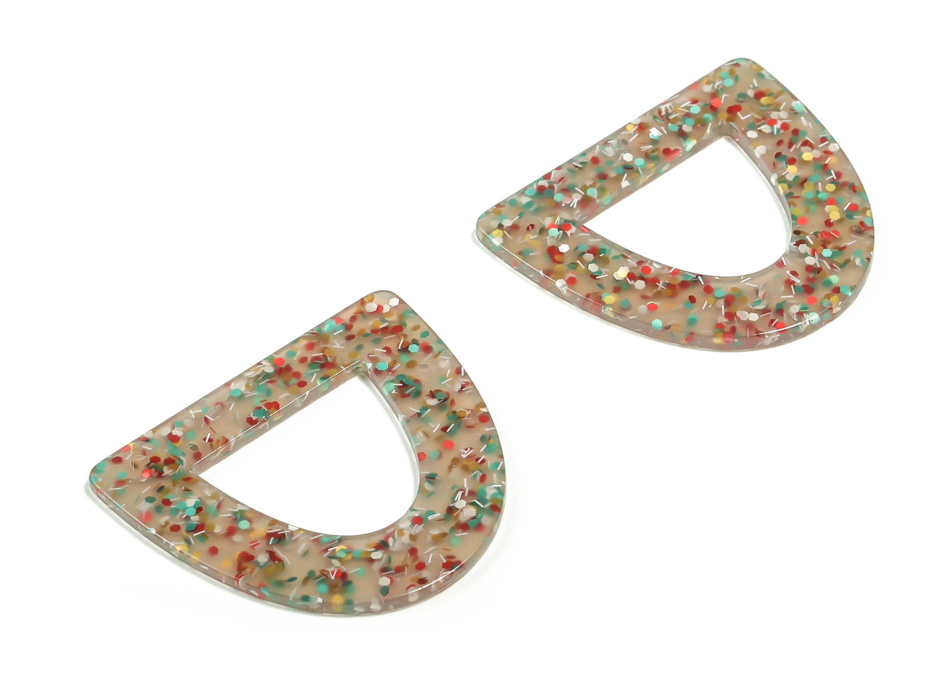 Acrylic D Earring Charms - Acrylic Half Oval Pendant - Jewelry Making Supplies - Color Code: A705- 39.08x34.34x1.99mm - AC2327-A705 - DOMEDBAZAAR