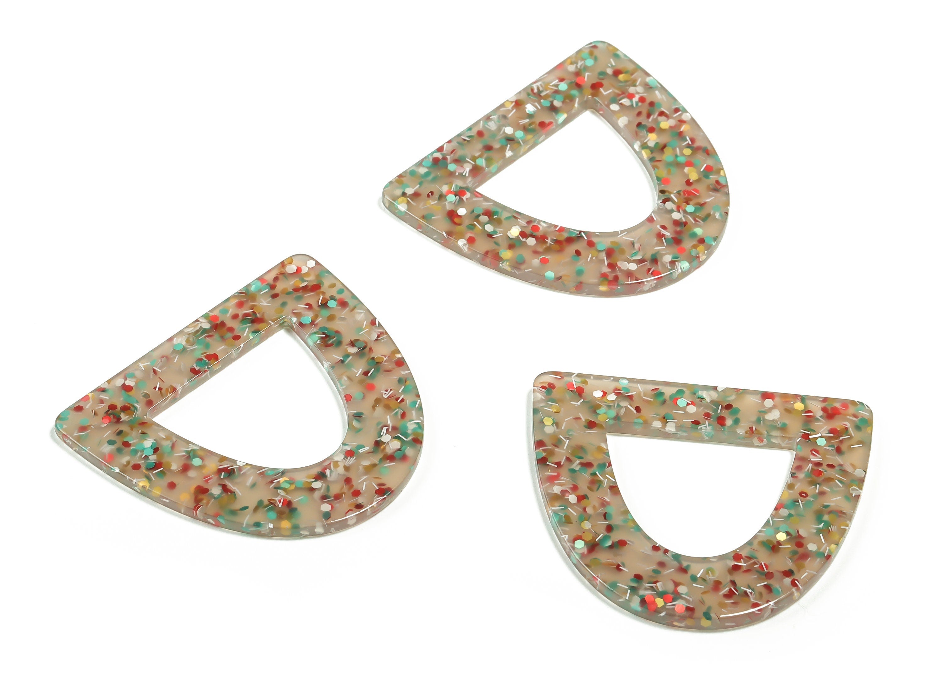 Acrylic D Earring Charms - Acrylic Half Oval Pendant - Jewelry Making Supplies - Color Code: A705- 39.08x34.34x1.99mm - AC2327-A705 - DOMEDBAZAAR