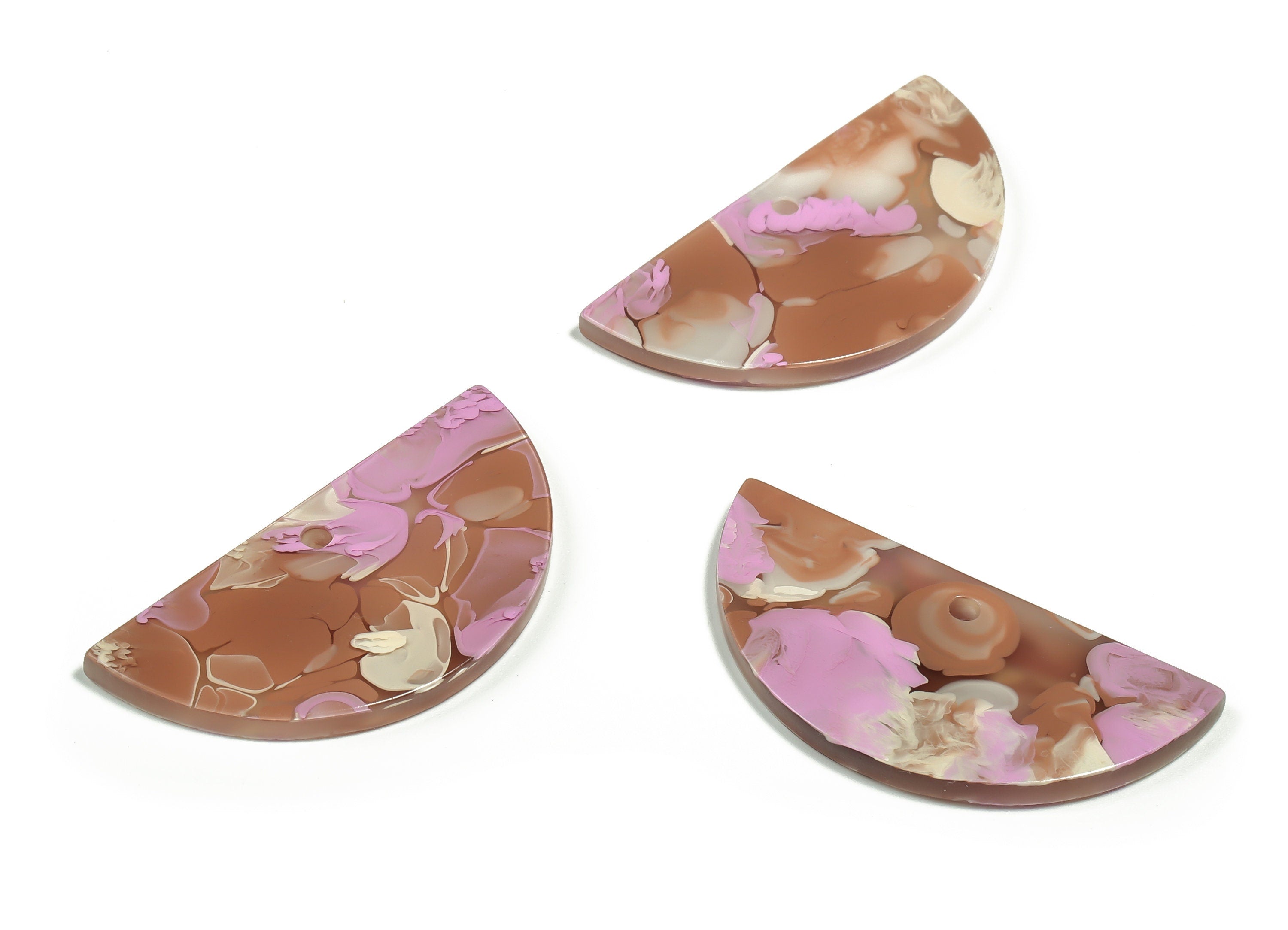 Acrylic Semicircle Earring Charms - Acrylic Half Moon Pendant - Jewelry Making Supplies - Color Code: A582 - 36.35x17.89x2.7mm - AC2342-A582 - DOMEDBAZAAR