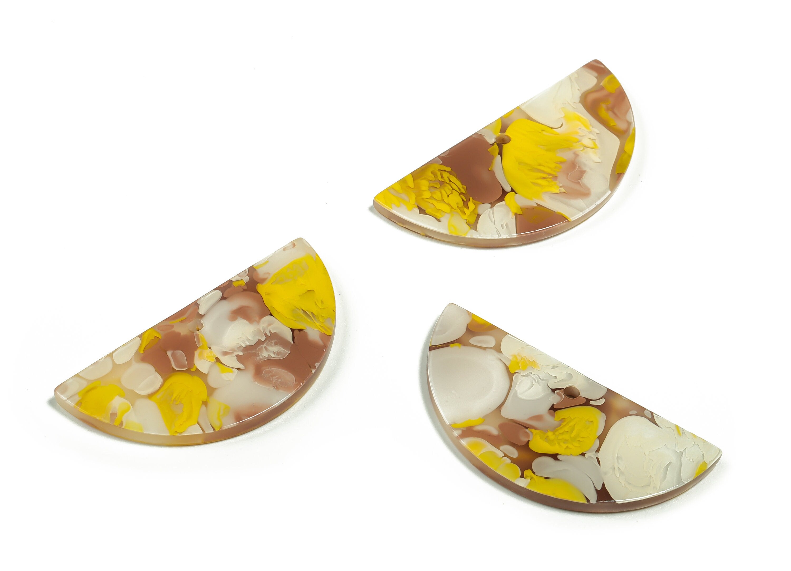 Acrylic Semicircle Earring Charms - Acrylic Half Moon Pendant - Jewelry Making Supplies - Color Code: A583 - 36.55x18.02x2.5mm - AC2342-A583 - DOMEDBAZAAR