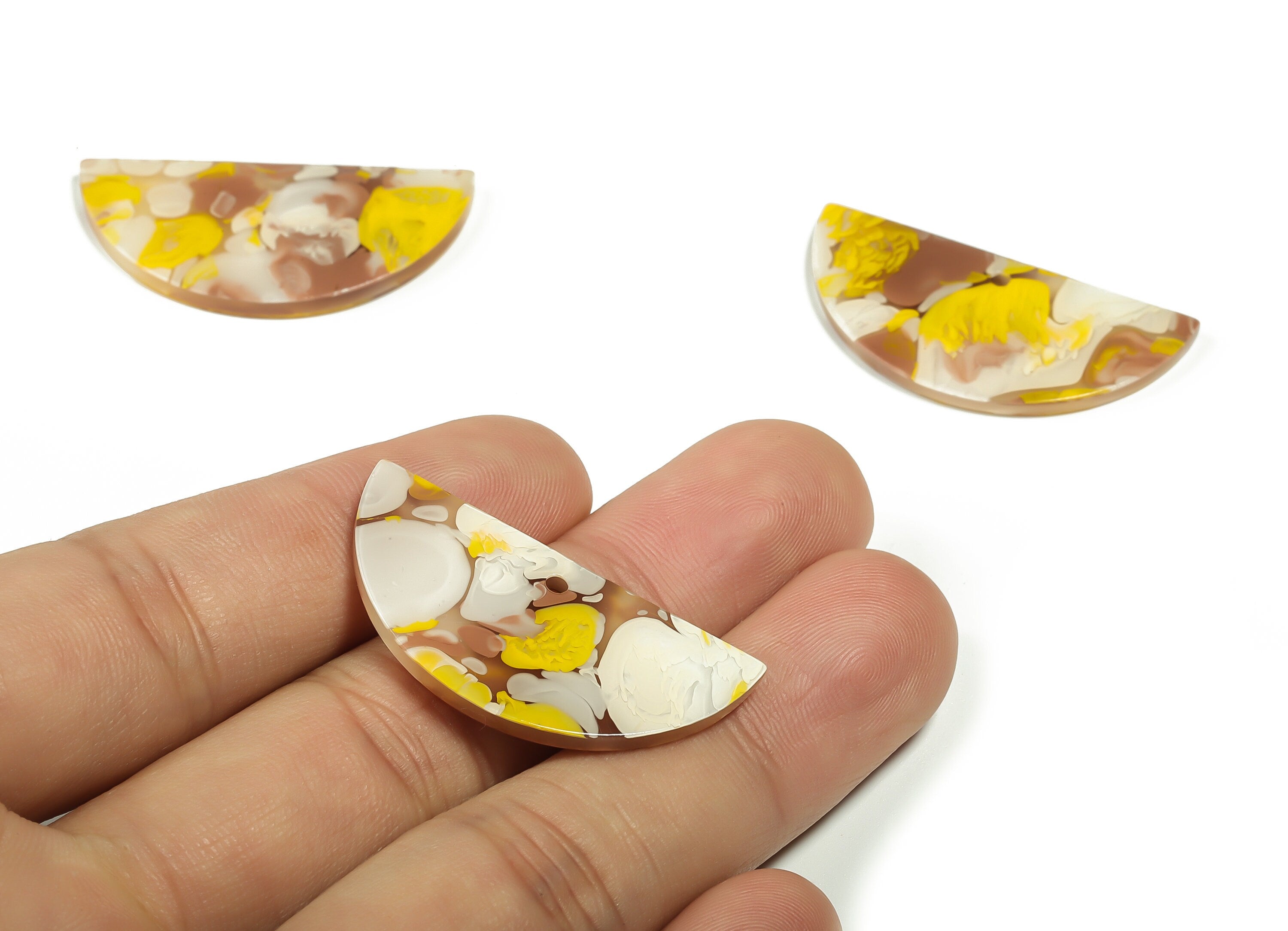 Acrylic Semicircle Earring Charms - Acrylic Half Moon Pendant - Jewelry Making Supplies - Color Code: A583 - 36.55x18.02x2.5mm - AC2342-A583 - DOMEDBAZAAR