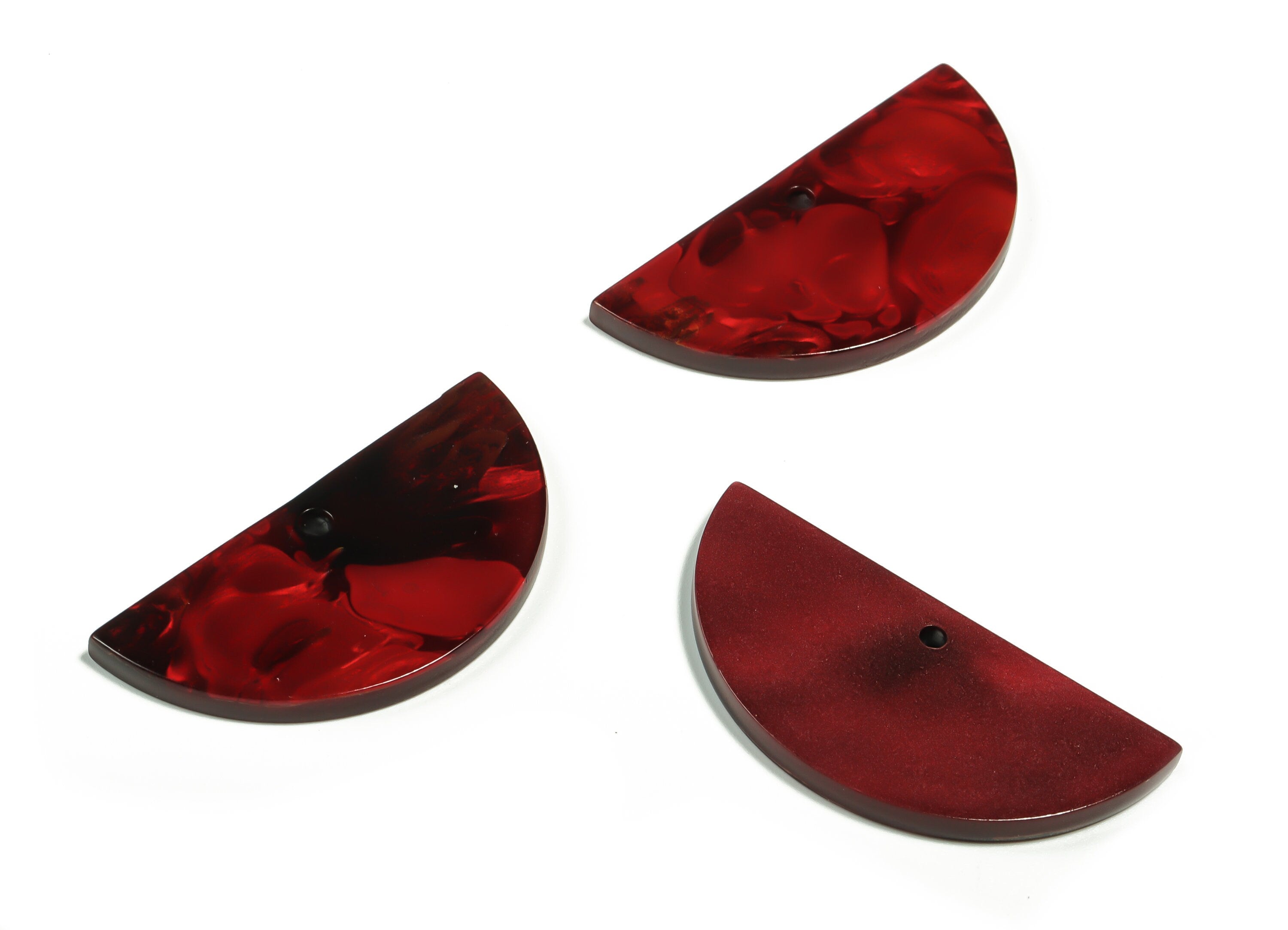Acrylic Semicircle Earring Charms - Acrylic Half Moon Pendant - Jewelry Making Supplies - Color Code: A708 - 36.7x18.1x2.47mm - AC2342-A708 - DOMEDBAZAAR