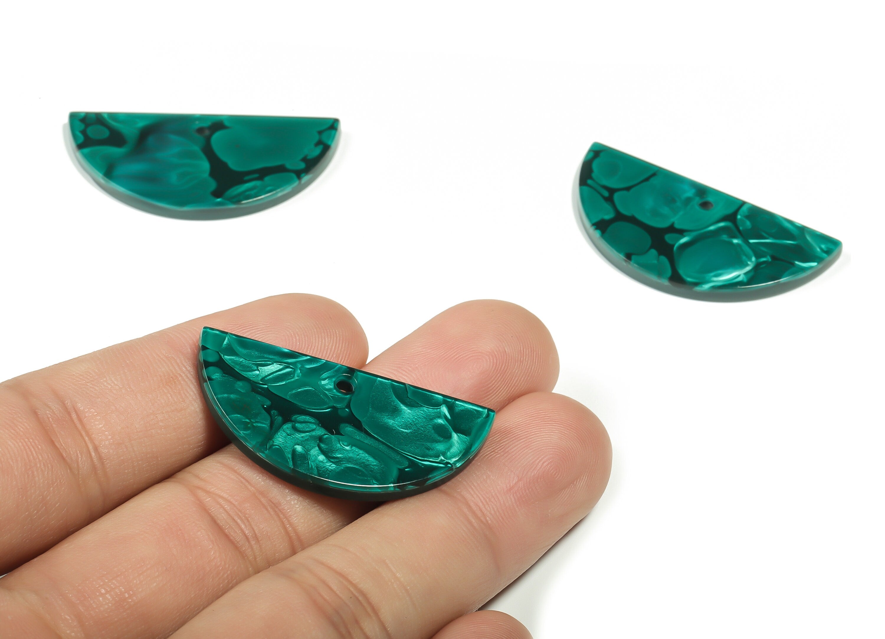 Acrylic Semicircle Earring Charms - Acrylic Half Moon Pendant - Jewelry Making Supplies - Color Code: A624 - 36.8x18.06x2.84mm - AC2342-A624 - DOMEDBAZAAR