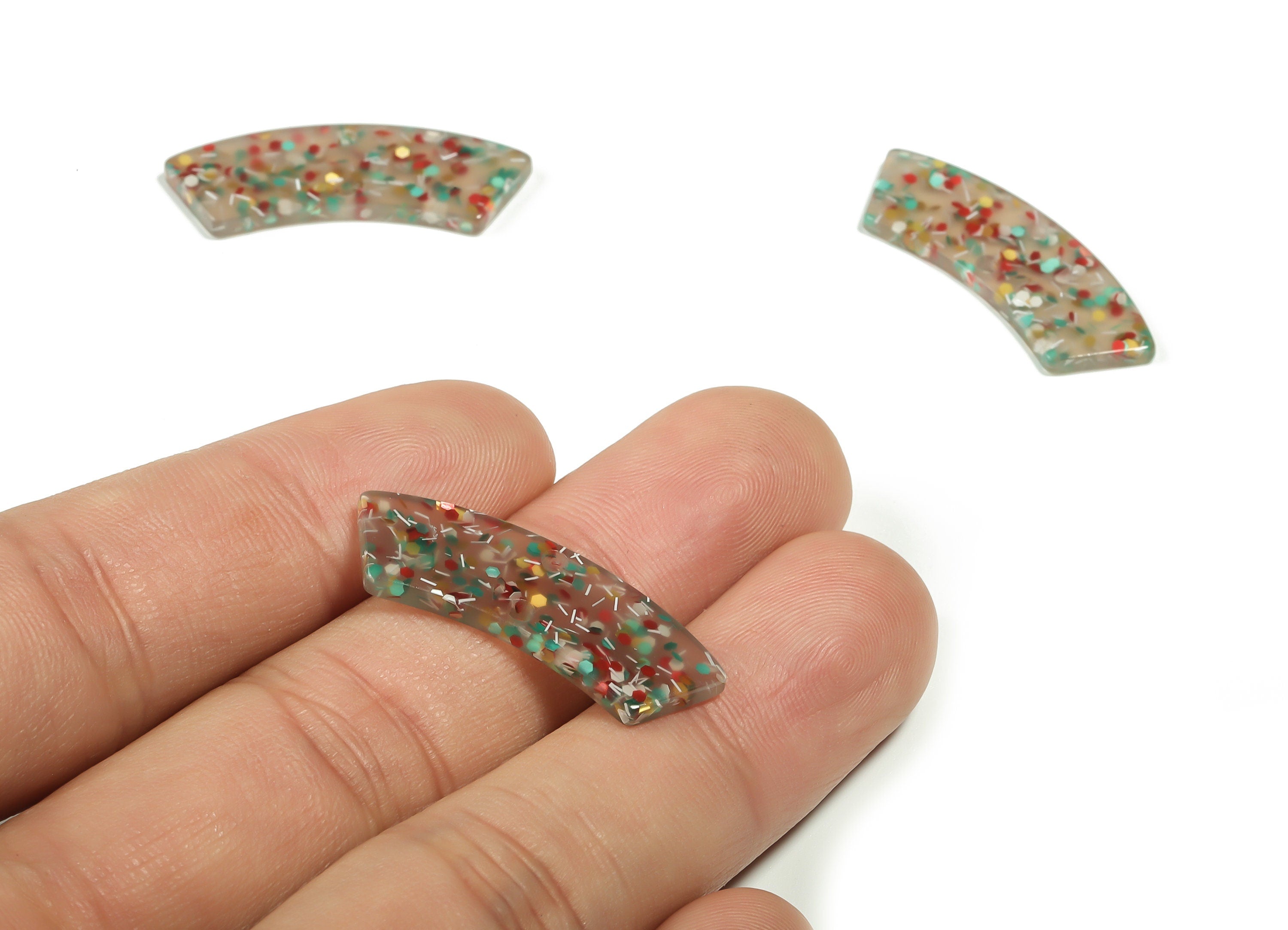 Acrylic Earring Charm-Irregular Shaped Connector - Arc Shaped With 2 Hole Charm - Color Code:A705 - 30.75x9.66x2.07mm - AC2326-A705 - DOMEDBAZAAR