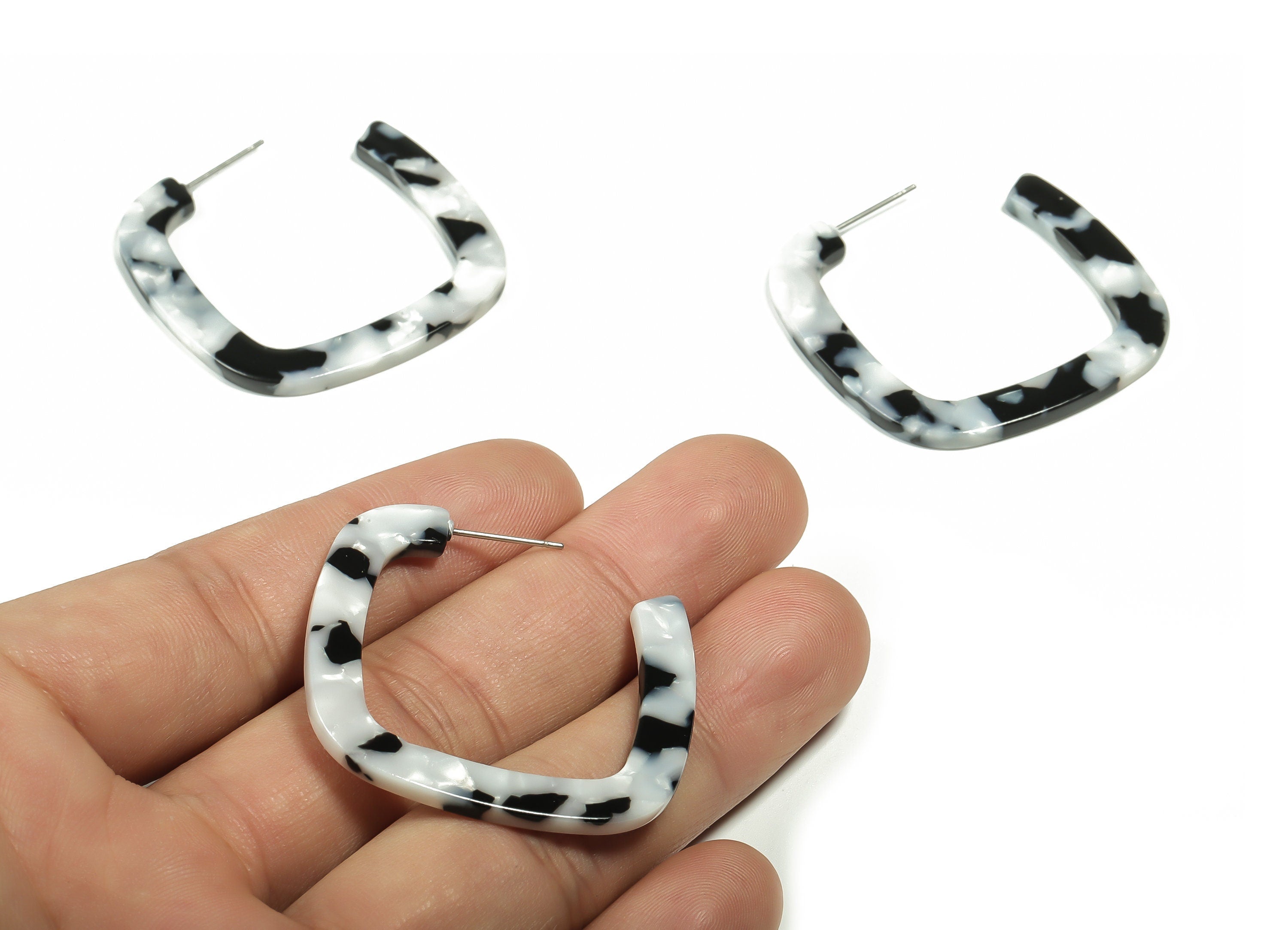 Acrylic Square Earring Post - Square Fashion Earring - 316 Surgical Stainless Steel Stud - Color Code: A15 - 39.19x39.27x2.63mm - AC2349-A15 - DOMEDBAZAAR