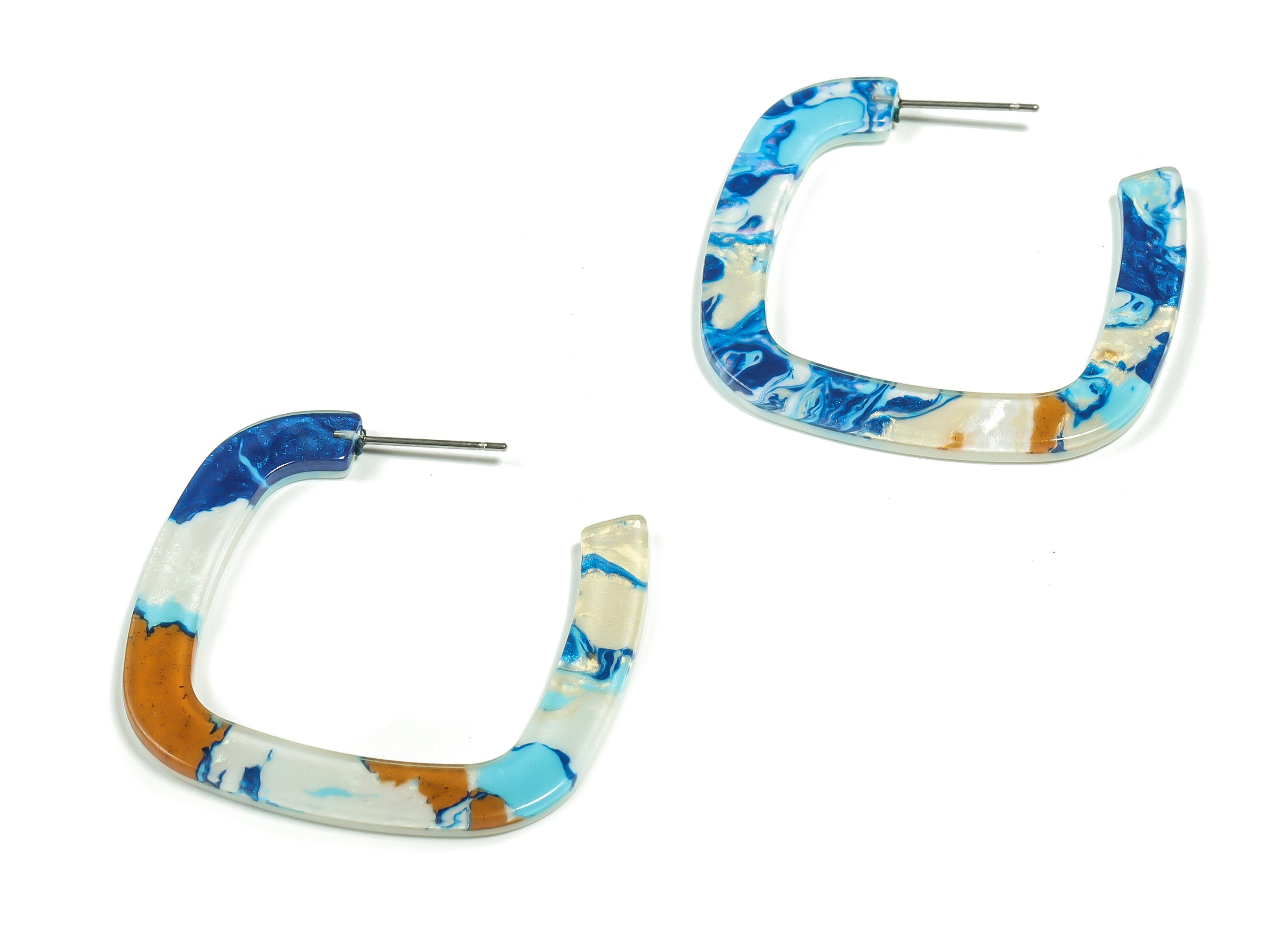 Acrylic Square Earring Post - Acrylic Square Stud - 316 Surgical Stainless Steel Stud - Color Code: A367 - 39.56x39.1x2.57mm - AC2349-A367 - DOMEDBAZAAR