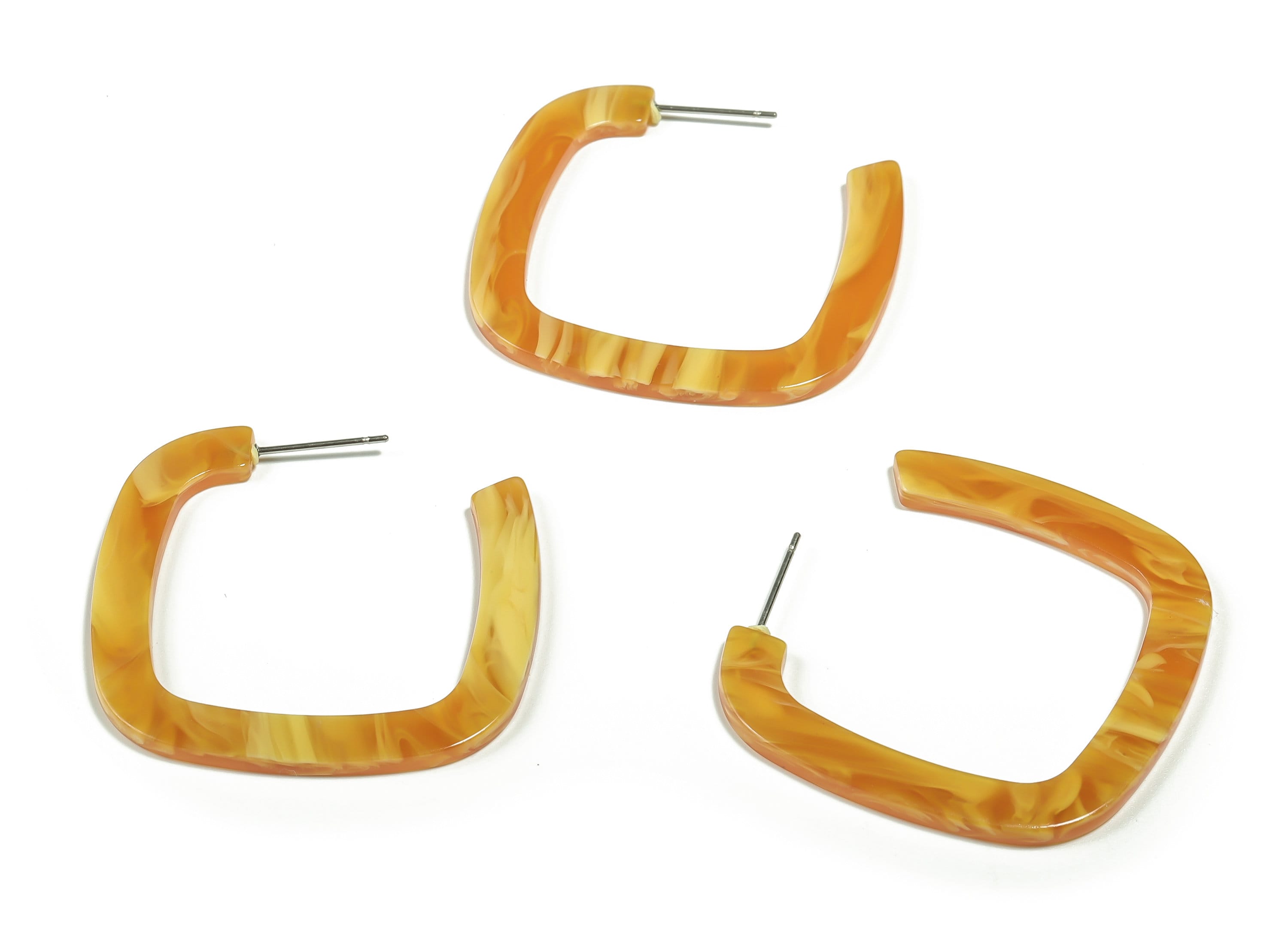 Acrylic Square Earring Post - Acrylic Square Stud - 316 Surgical Stainless Steel Stud - Color Code: A563 - 39.36x37.52x2.48mm - AC2349-A563 - DOMEDBAZAAR