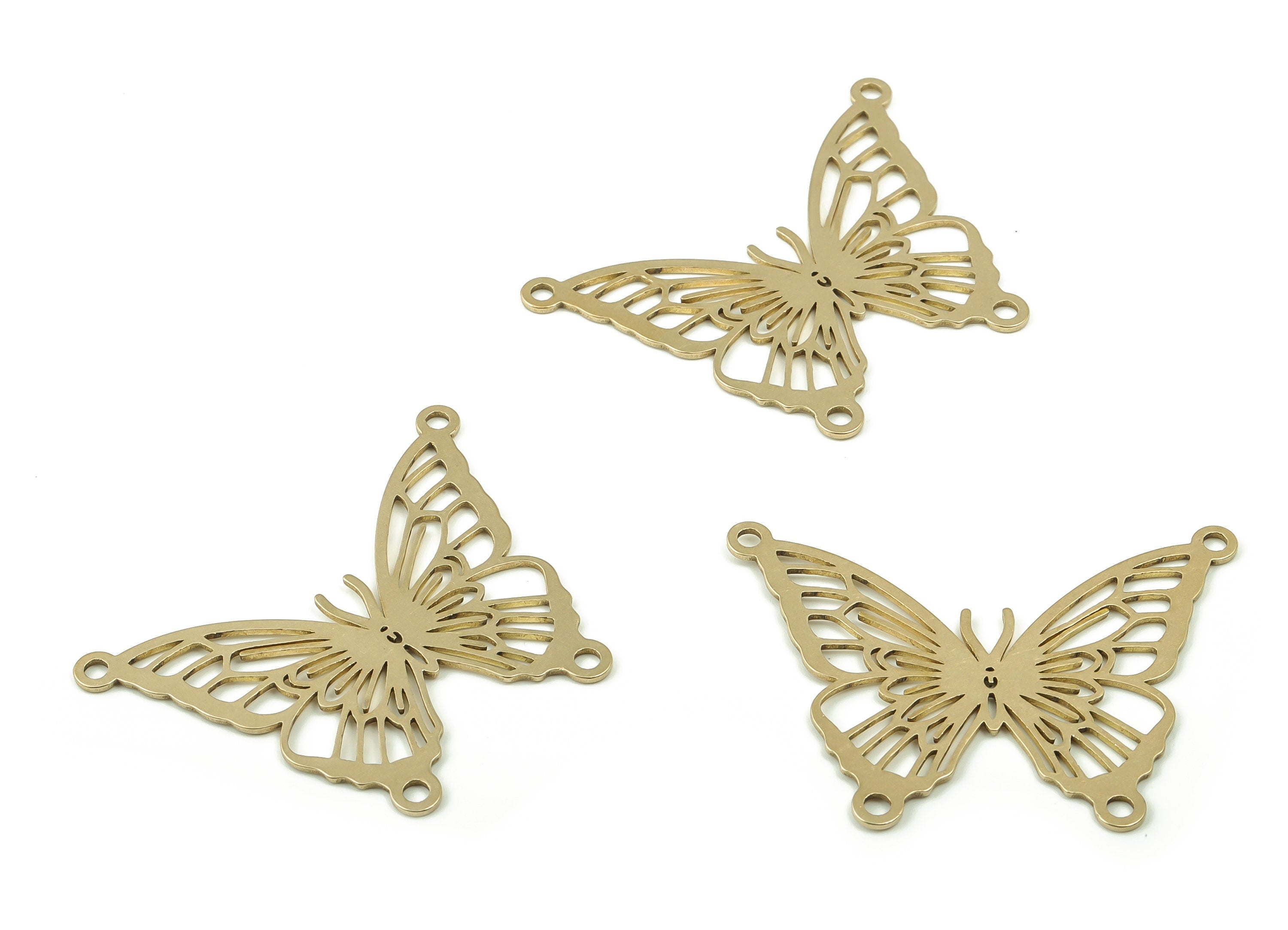 Brass Butterfly Earring Connectors - Raw Brass Butterfly Charms and Pendant - Jewelry Making Supplies - 42.54x31.19x0.75mm - PPZ0007 - DOMEDBAZAAR